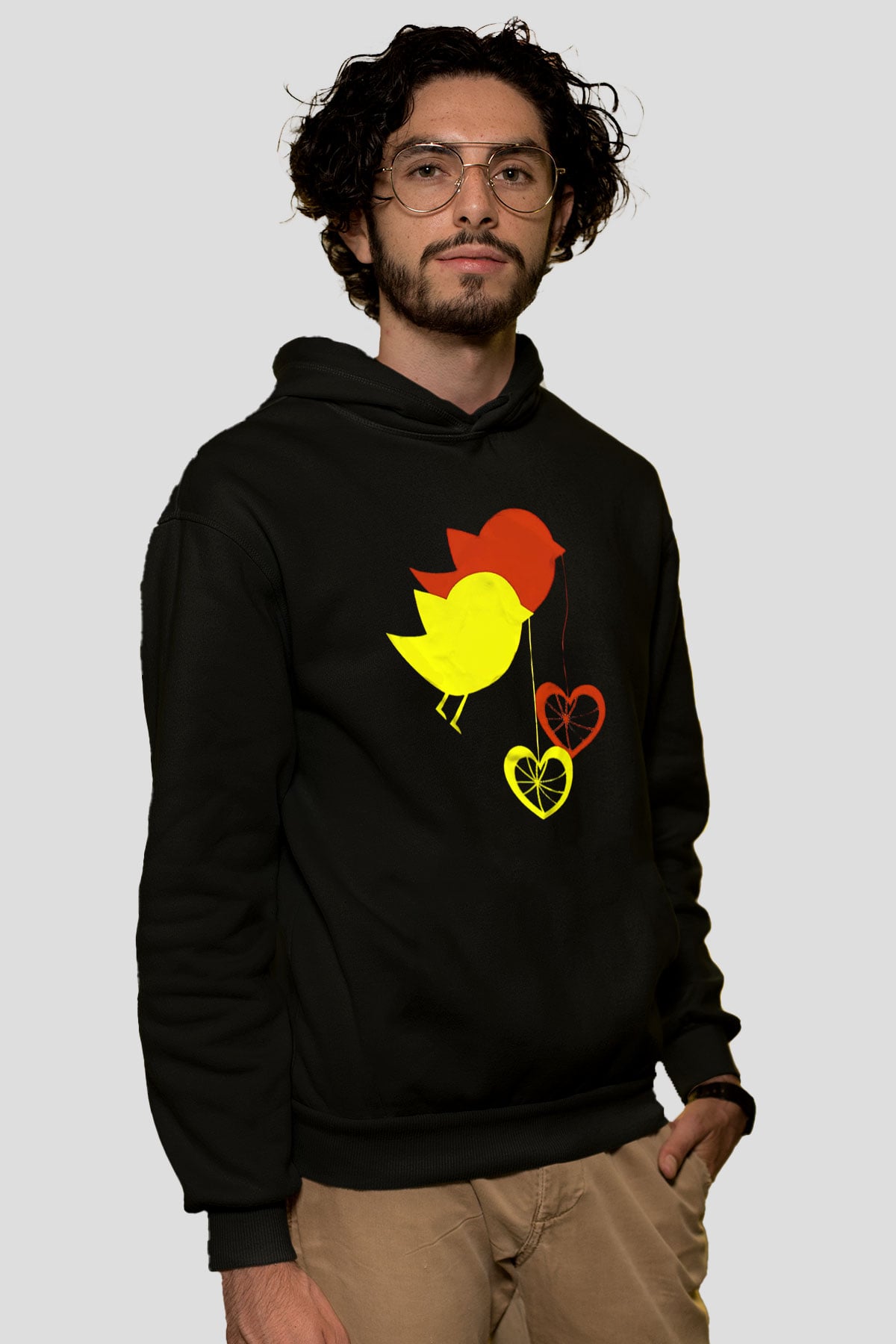 Kuş Siyah Unisex Hoodie