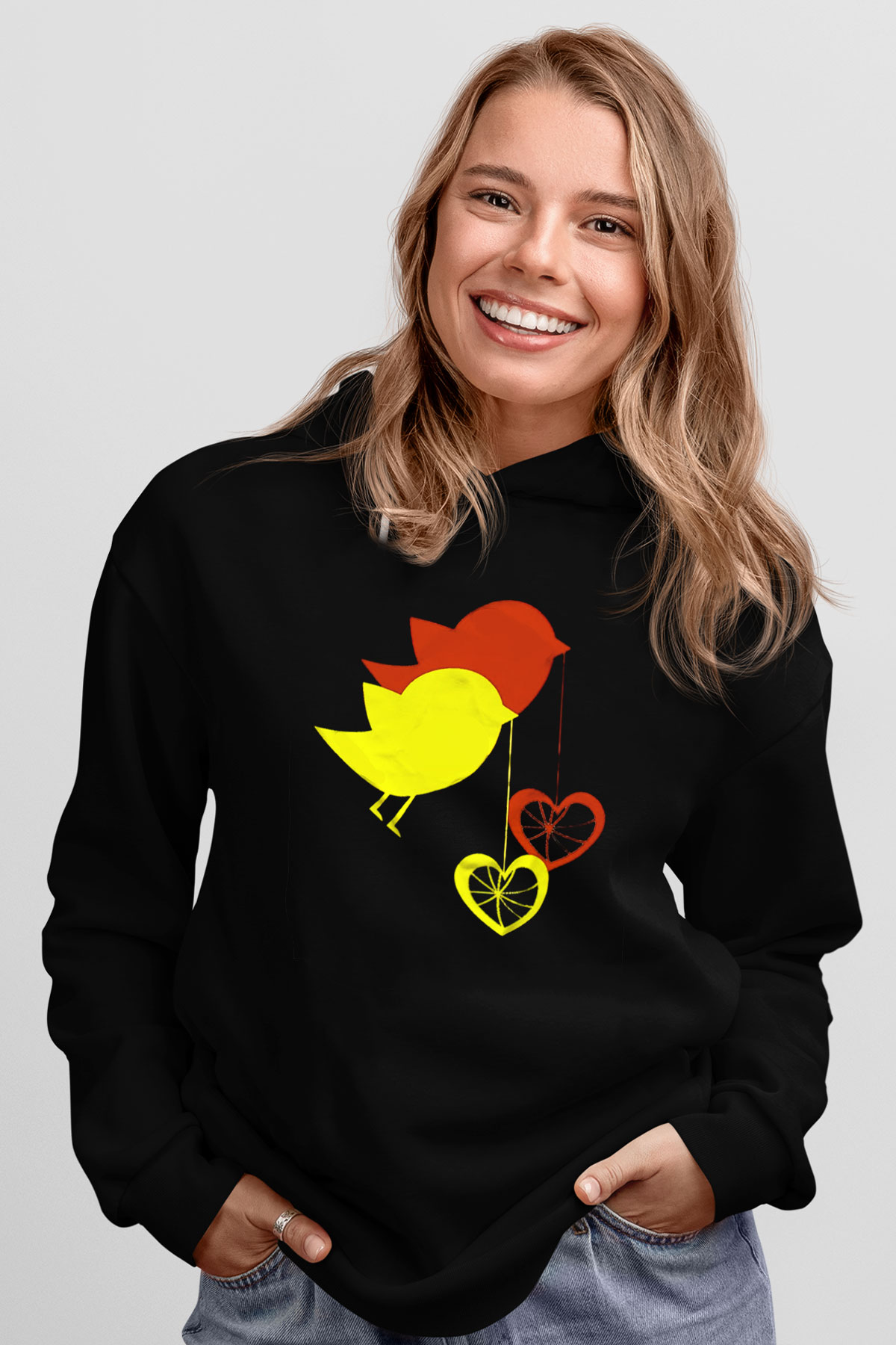 Kuş Siyah Unisex Hoodie