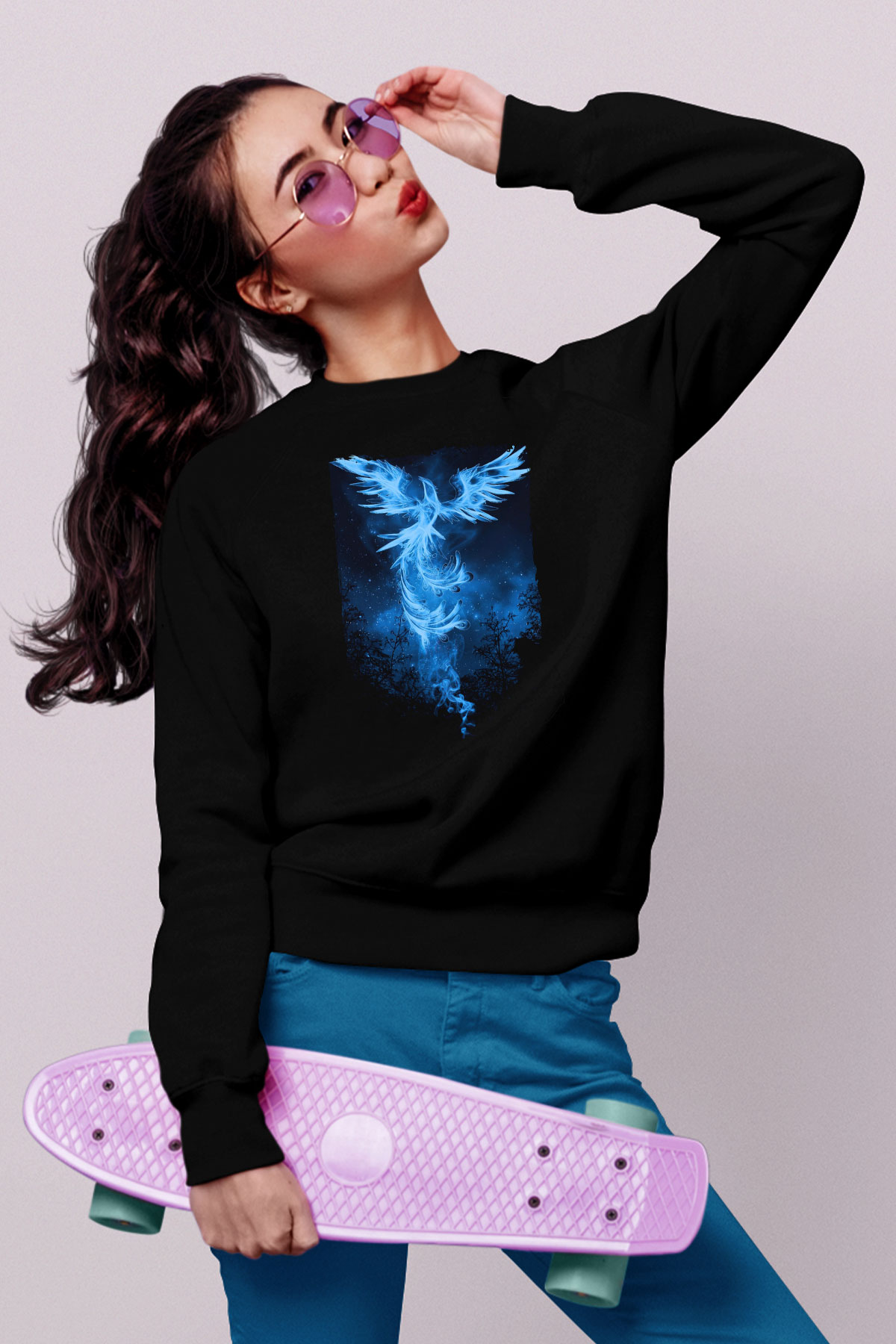 Kuş Siyah Unisex Sweatshirt