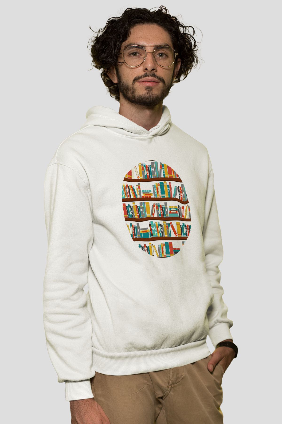 Kütüphaneci Beyaz Unisex Hoodie