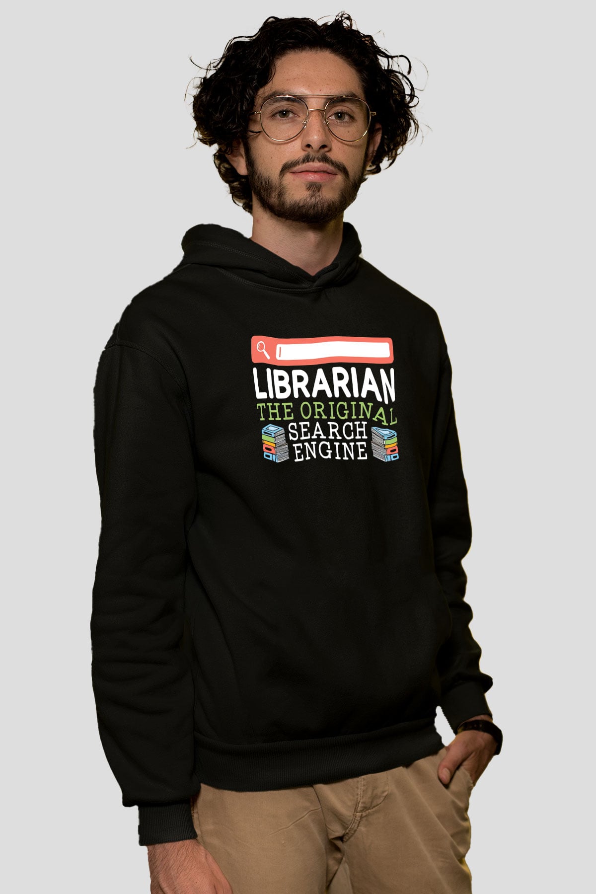 Kütüphaneci Siyah Unisex Kapüşonlu Sweatshirt