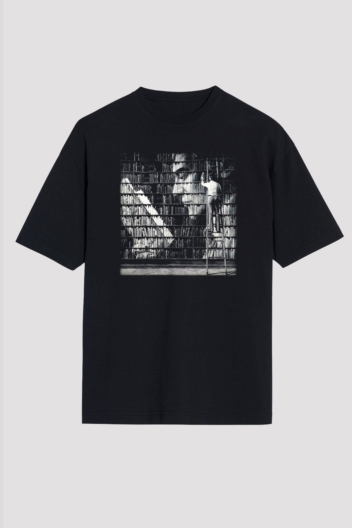 Kütüphaneci Siyah Unisex Oversize Tişört T-Shirt