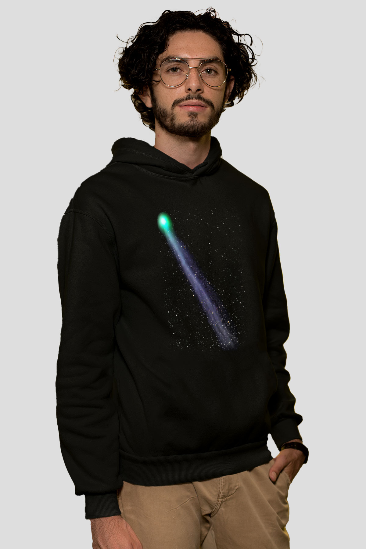 Kuyruklu yıldız Siyah Unisex Hoodie