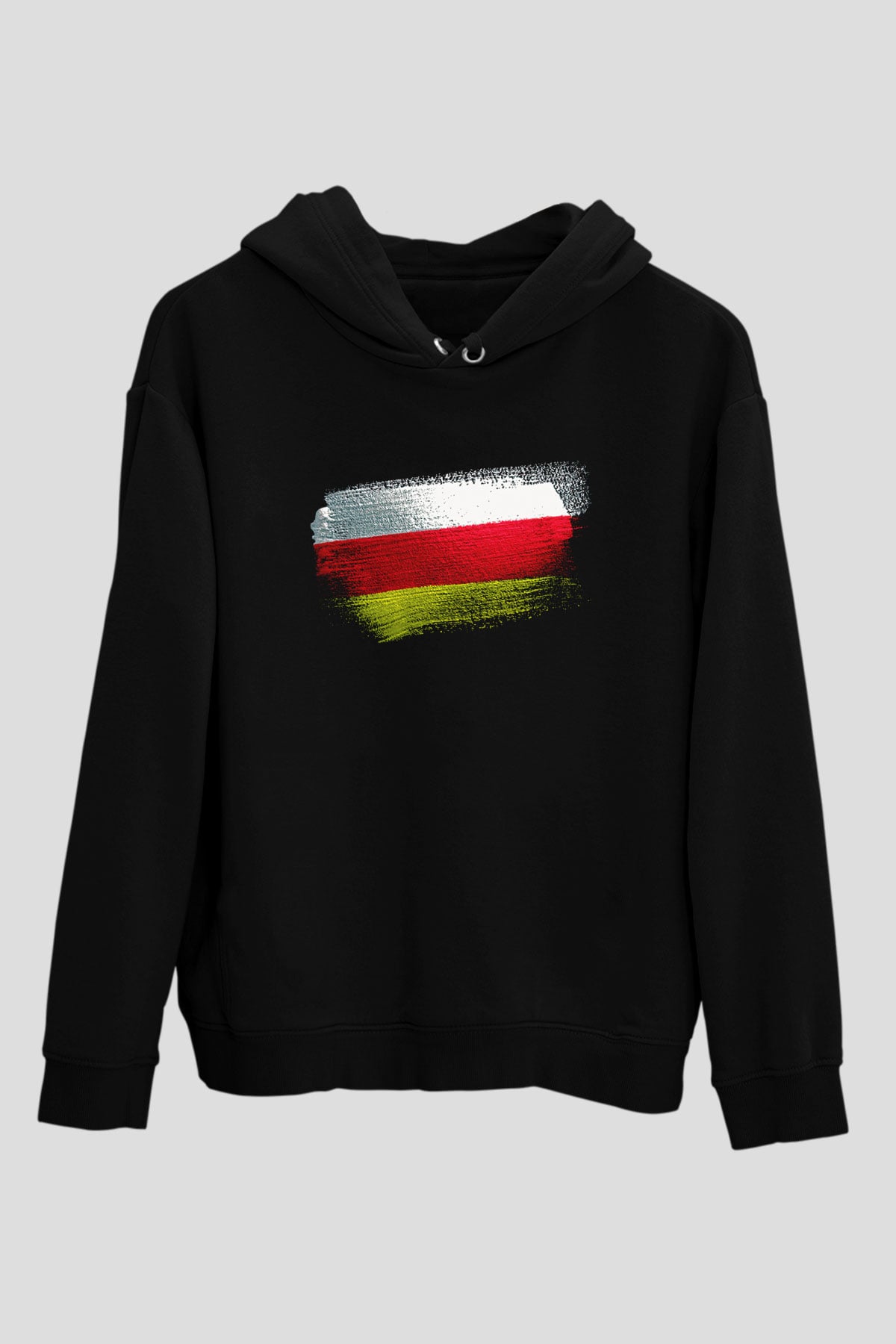Kuzey Osetya Alanya - North Ossetia–Alania Bayrağı Baskılı Unisex Siyah Kapüşonlu Sweatshirt