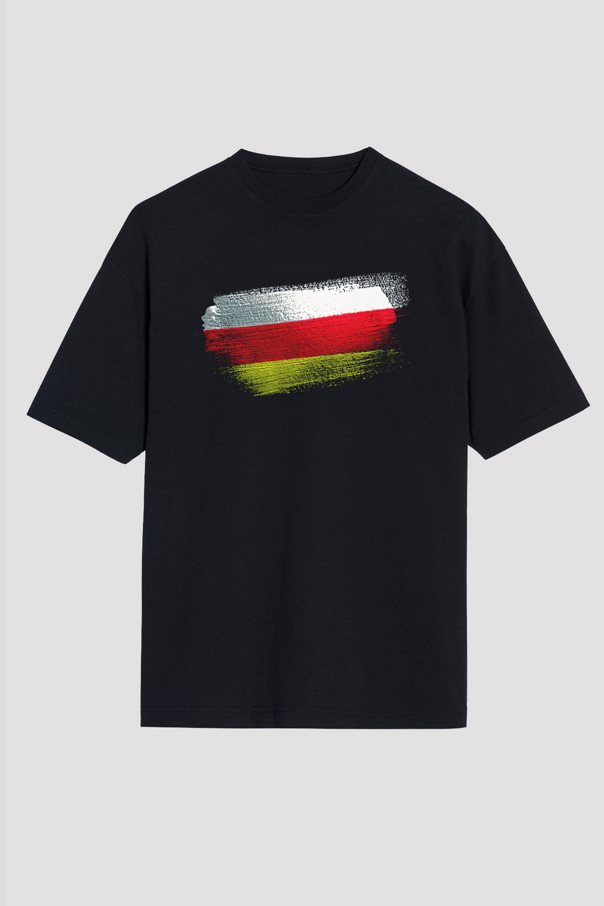Kuzey Osetya Alanya - North Ossetia–Alania Bayrağı Baskılı Unisex Siyah Oversize Tişört