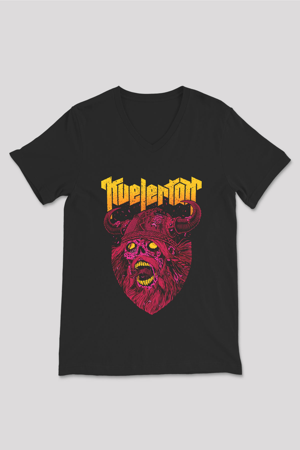 Kvelertak Siyah Unisex V Yaka Tişört T-Shirt