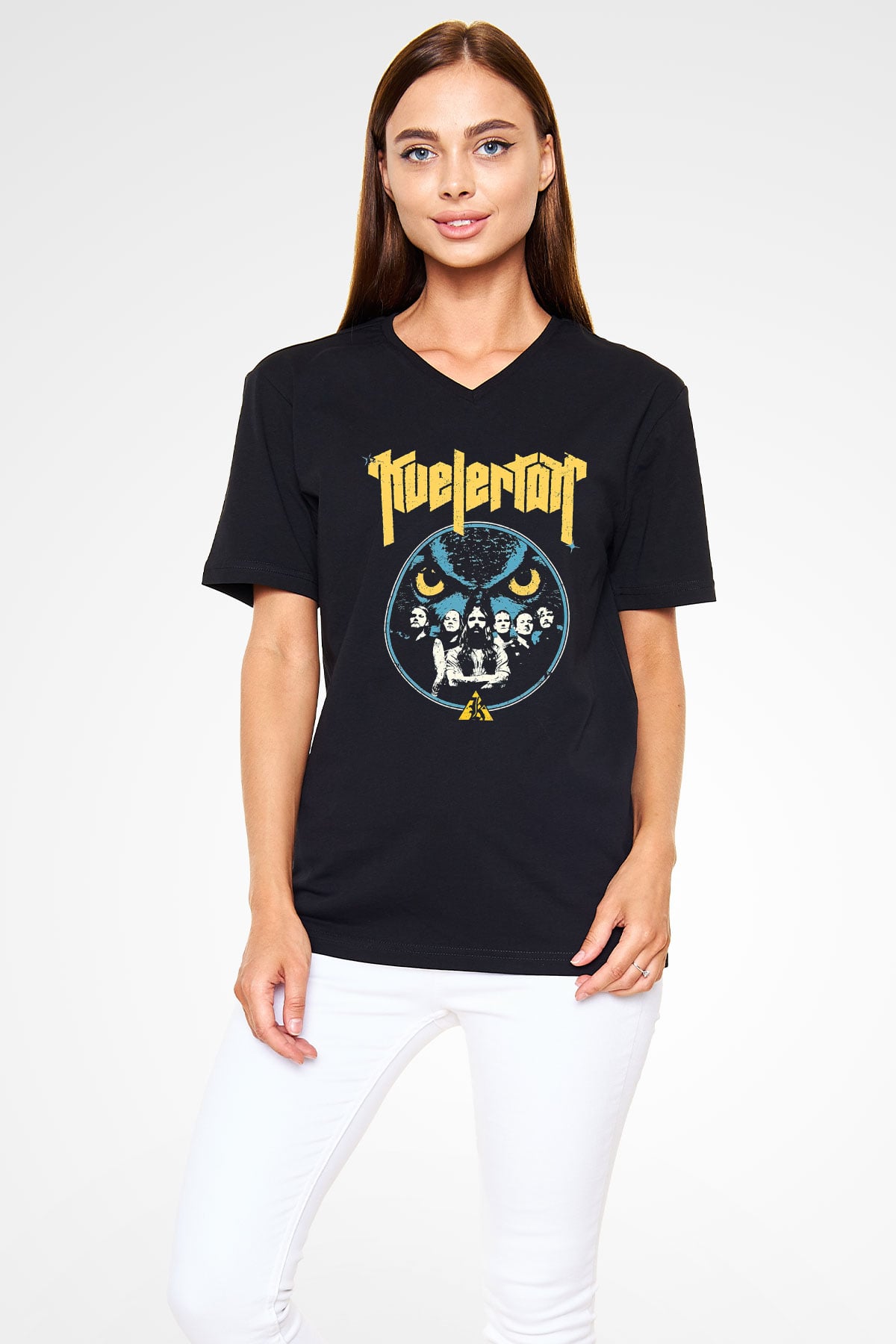 Kvelertak Siyah Unisex V Yaka Tişört T-Shirt
