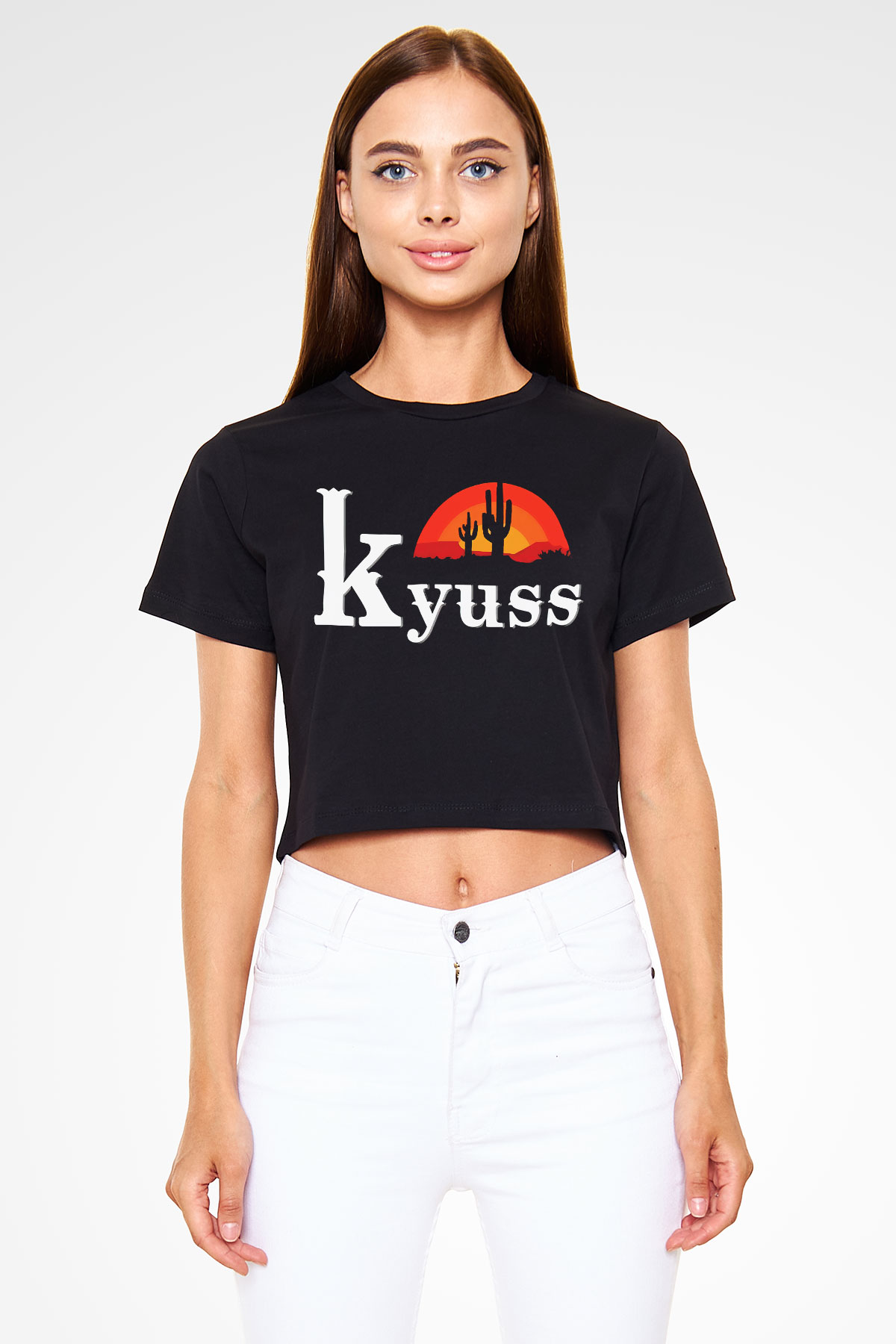 Kyuss Siyah Crop Top Tişört