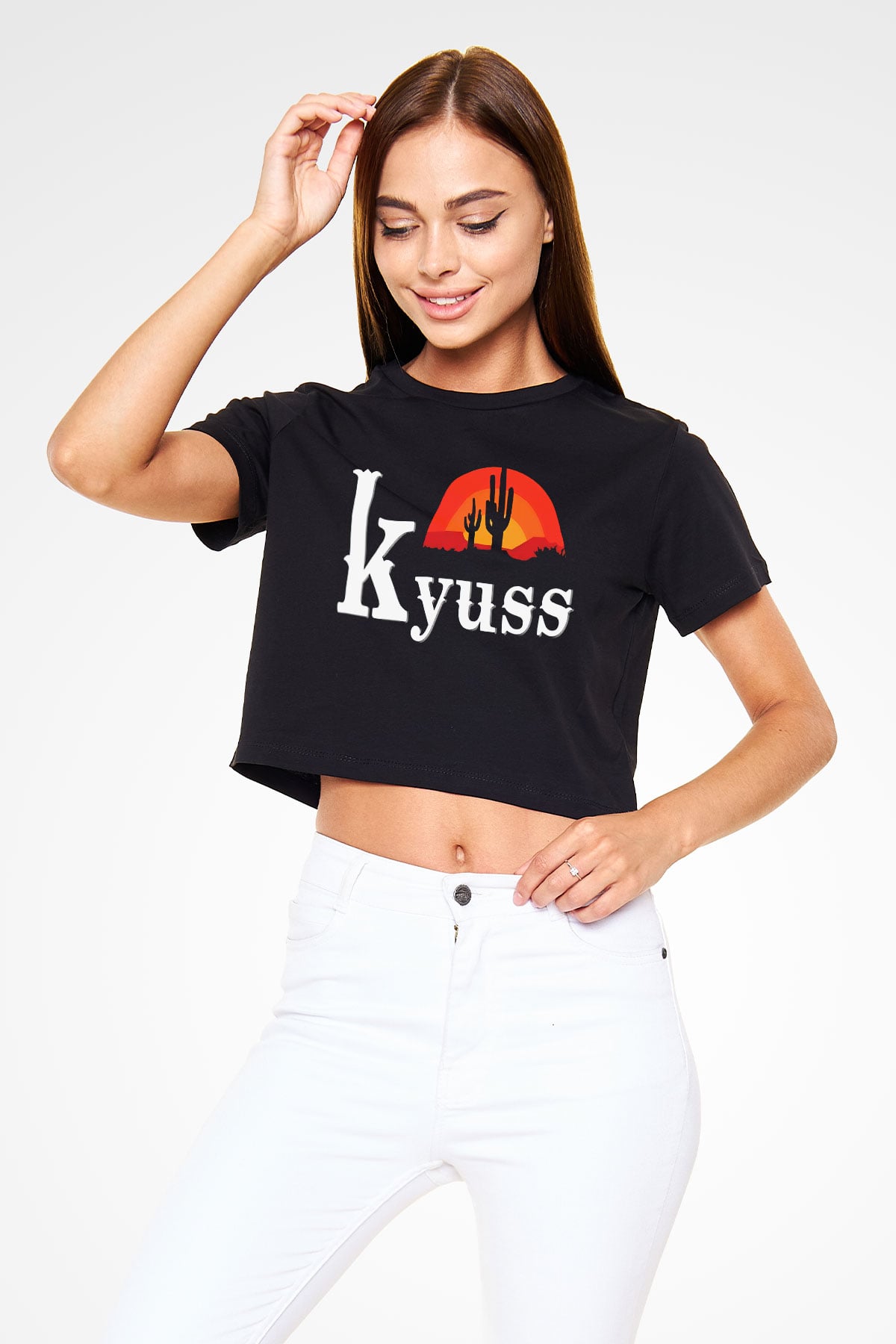 Kyuss Siyah Crop Top Tişört