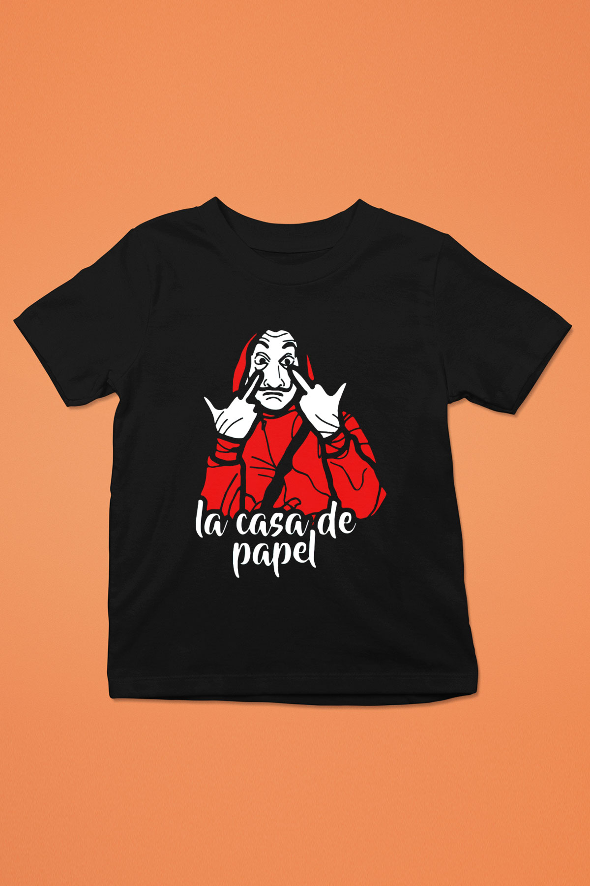 La casa de papel Baskılı Siyah Unisex Çocuk Tişört
