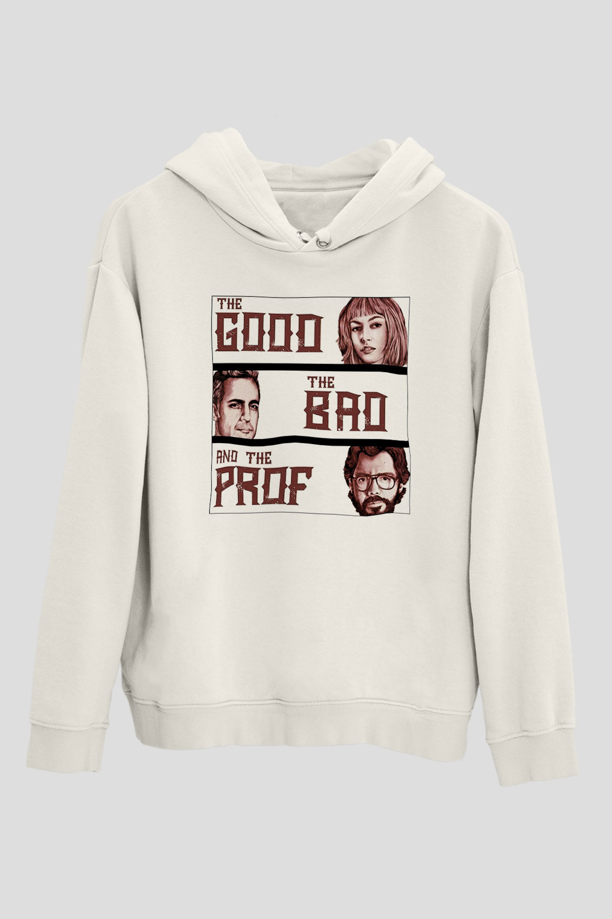 La casa de papel Beyaz Unisex Kapşonlu Sweatshirt