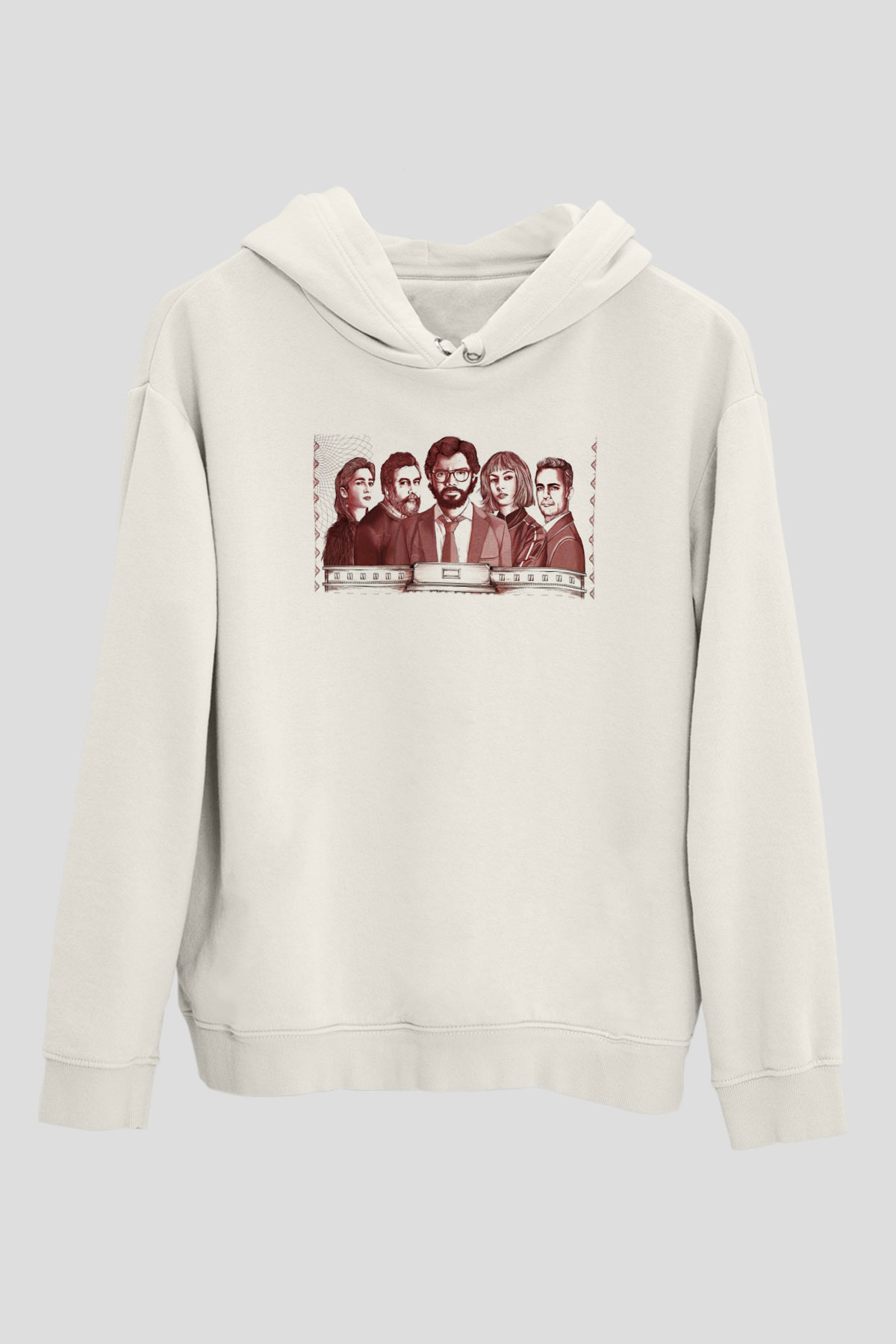La casa de papel Beyaz Unisex Kapşonlu Sweatshirt