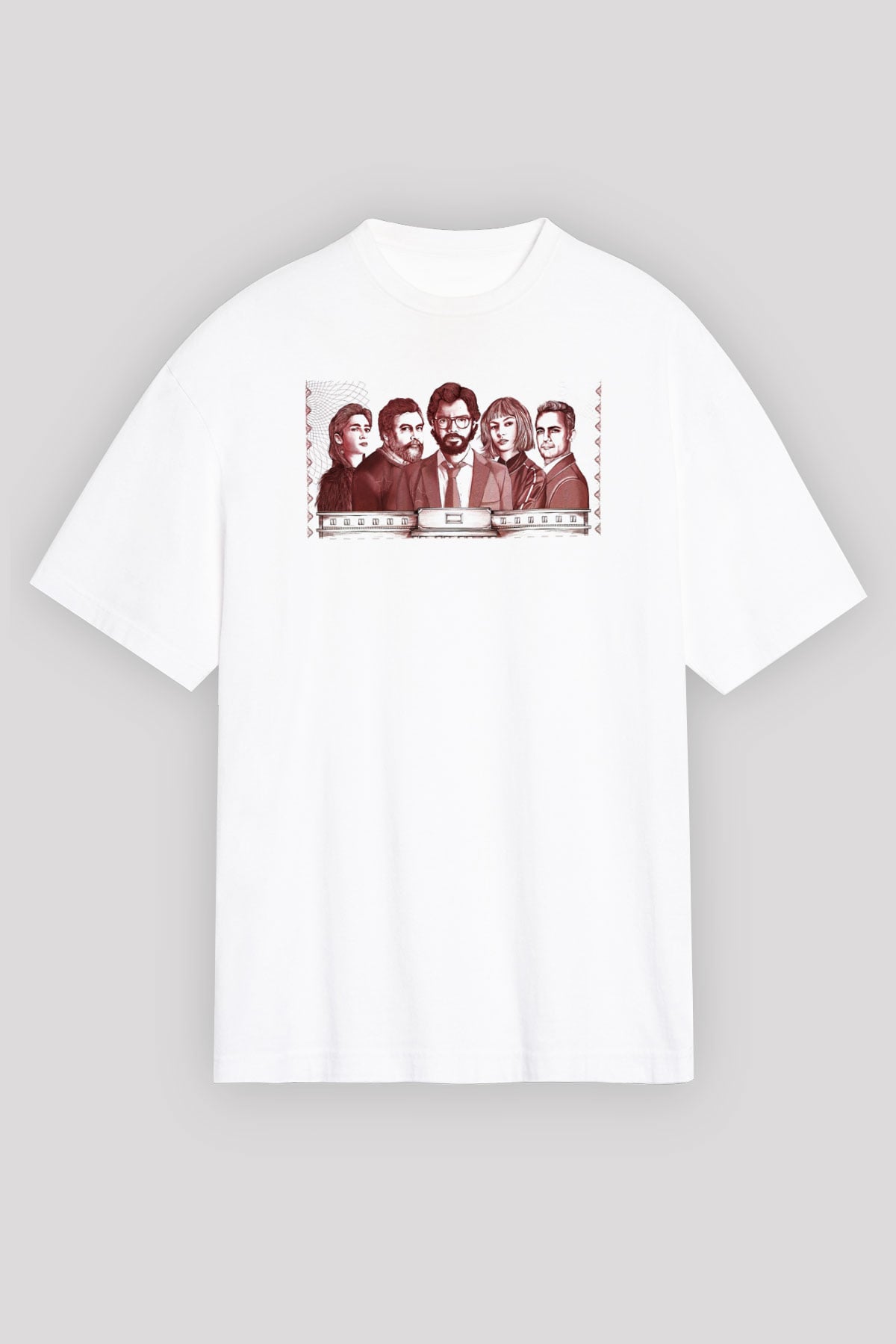 La casa de papel Beyaz Unisex Oversize Tişört T-Shirt