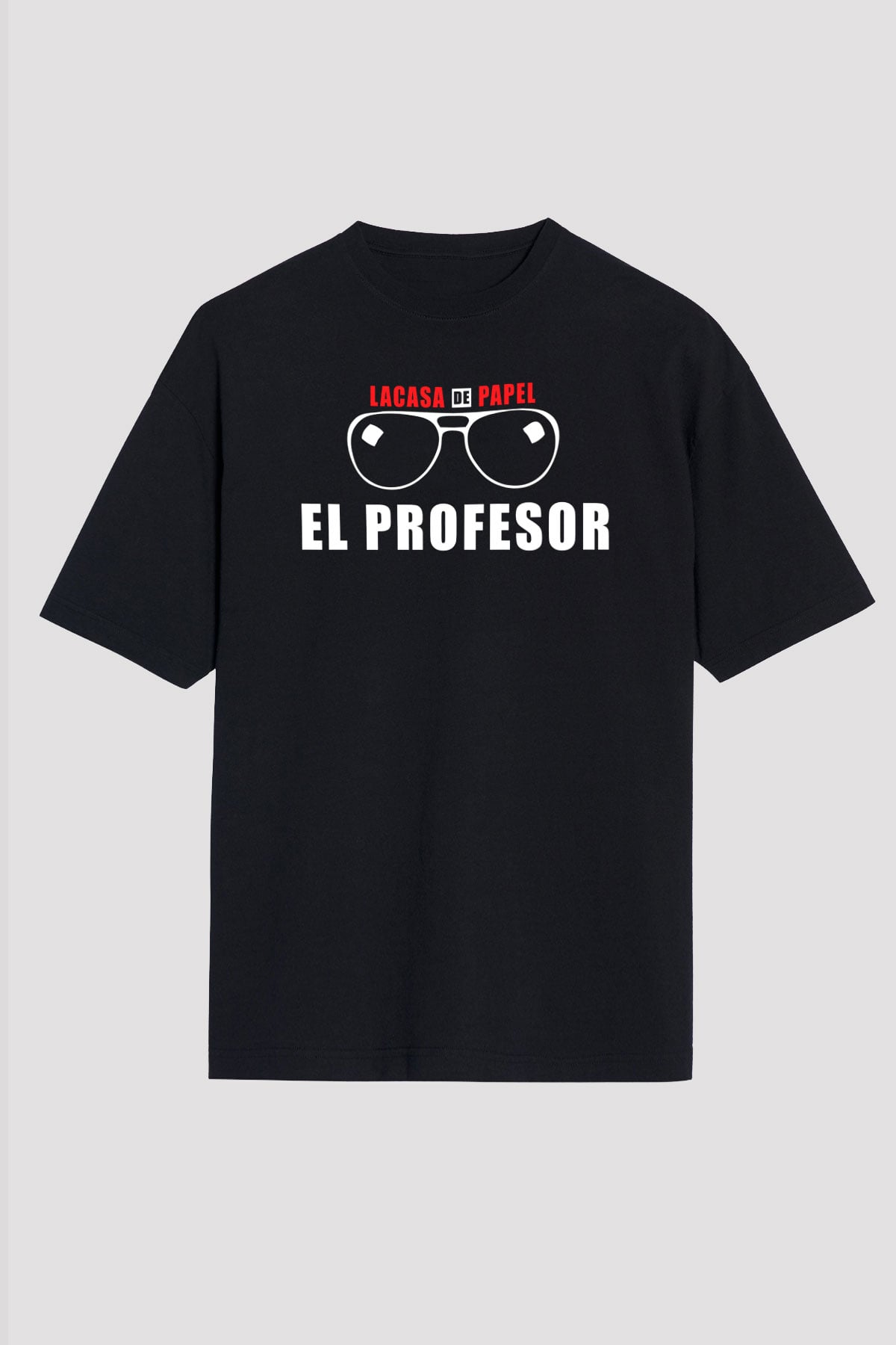 La casa de papel Siyah Unisex Oversize Tişört T-Shirt
