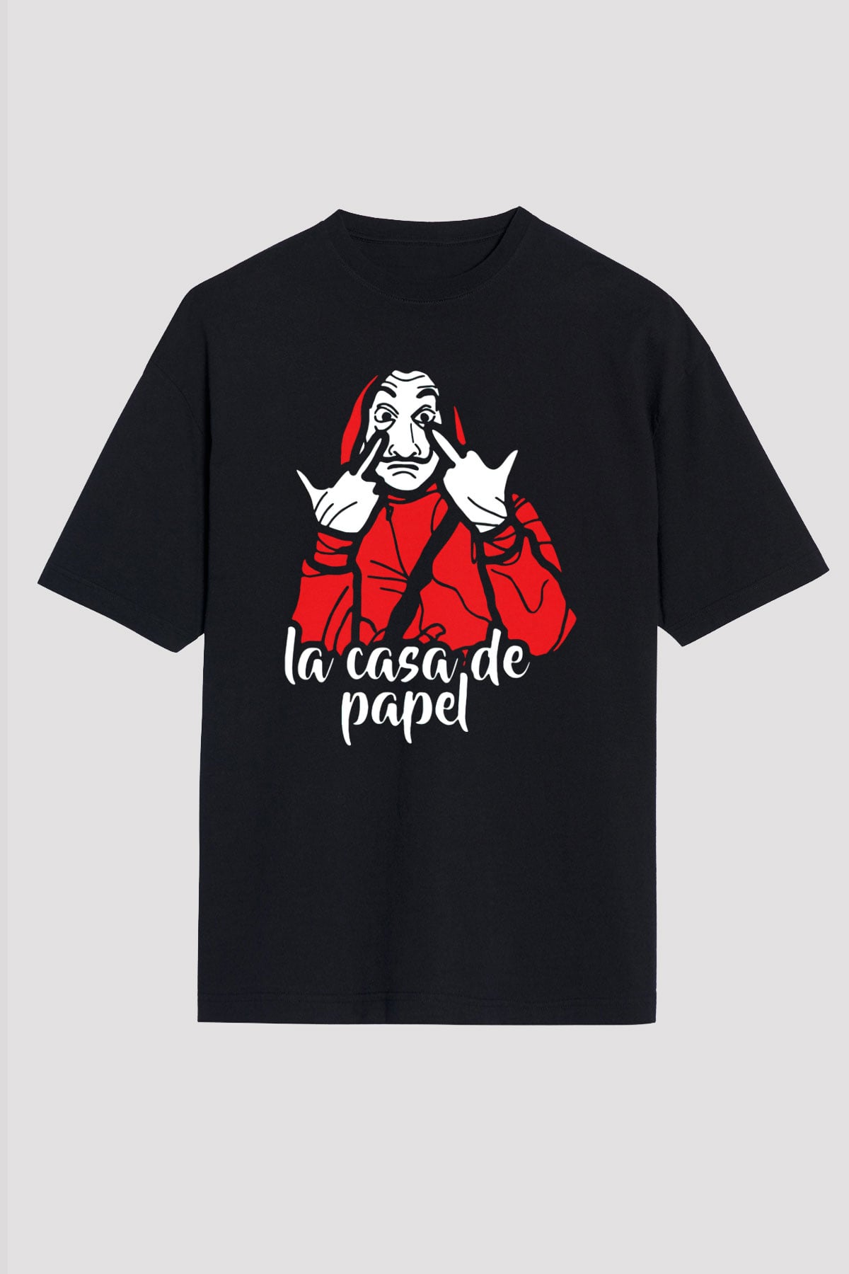 La casa de papel Siyah Unisex Oversize Tişört T-Shirt
