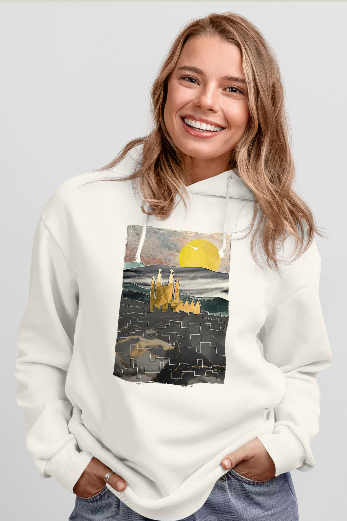 La Sagrada Familia Beyaz Unisex Hoodie
