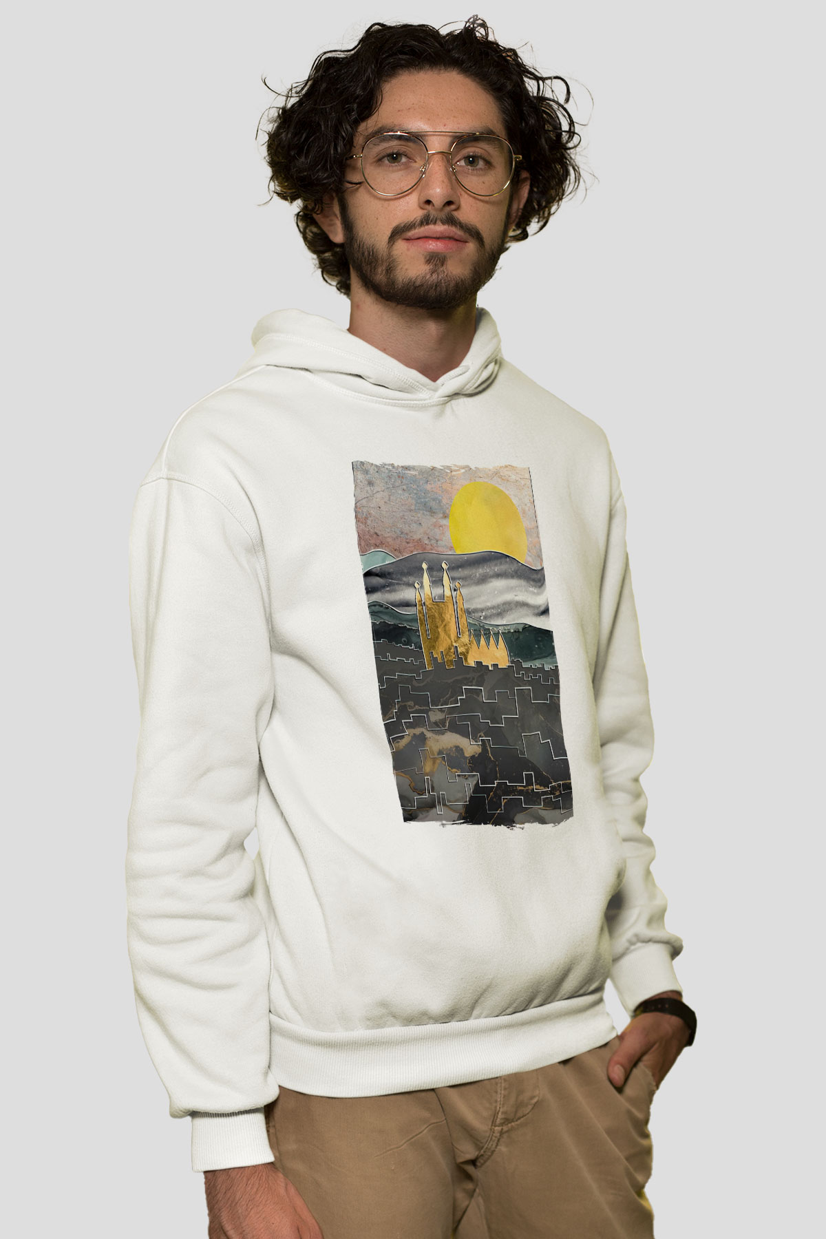La Sagrada Familia Beyaz Unisex Hoodie