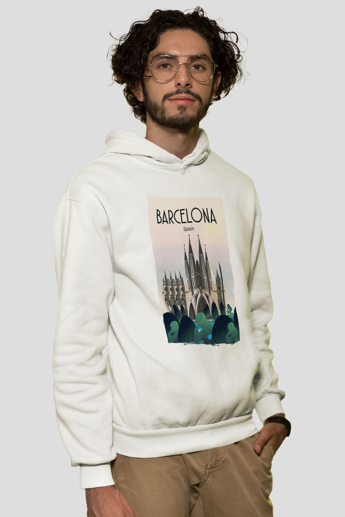 La Sagrada Familia Beyaz Unisex Hoodie