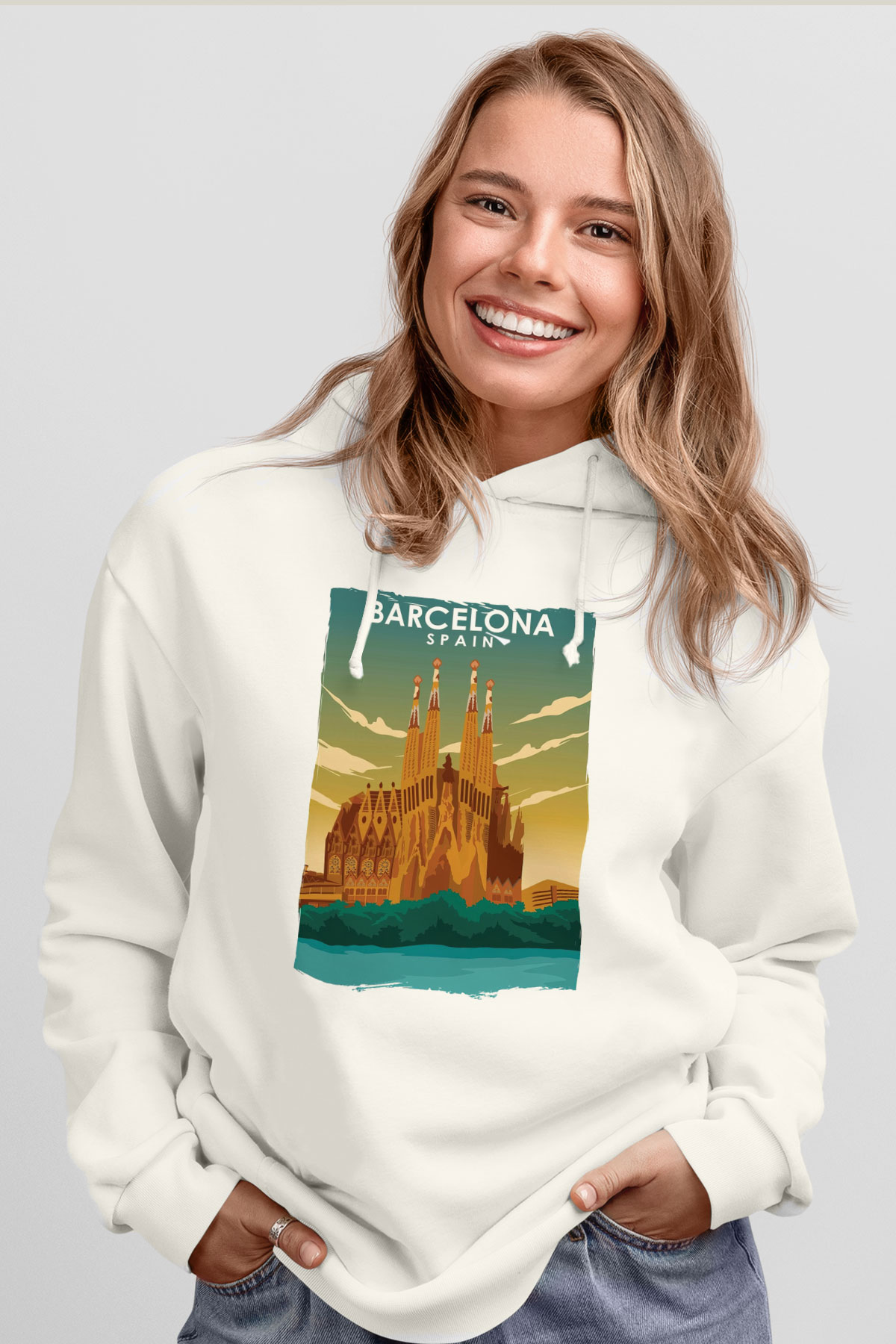 La Sagrada Familia Beyaz Unisex Hoodie