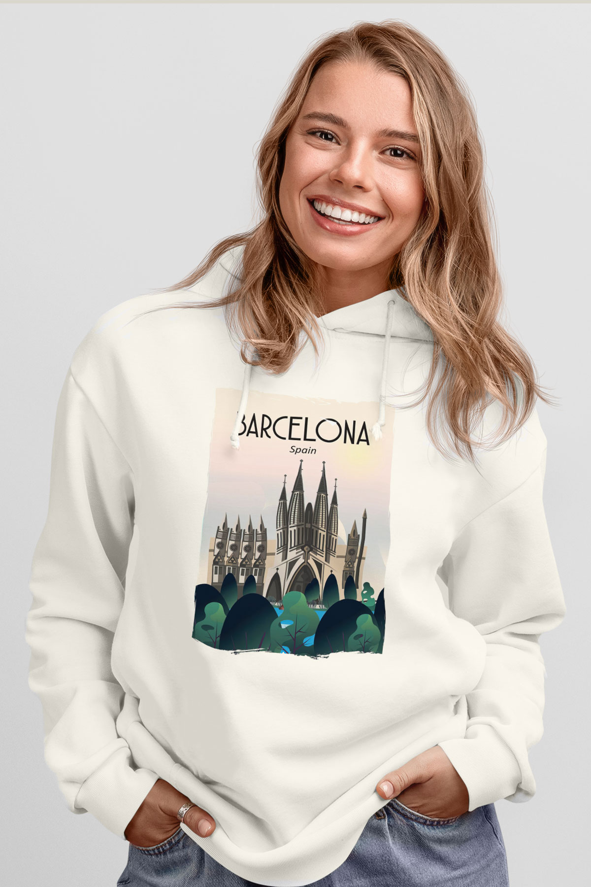 La Sagrada Familia Beyaz Unisex Hoodie