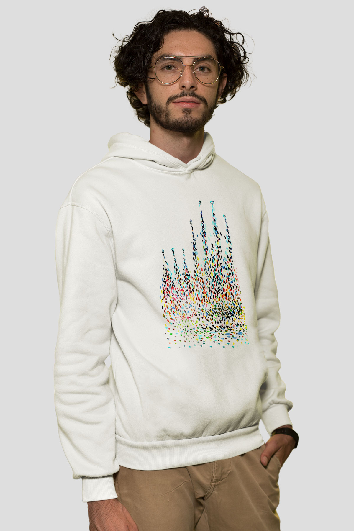 La Sagrada Familia Beyaz Unisex Kapşonlu Sweatshirt