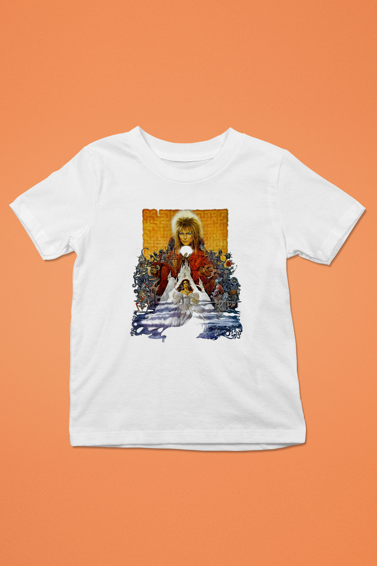 Labyrinth Baskılı Beyaz Unisex Çocuk Tişört