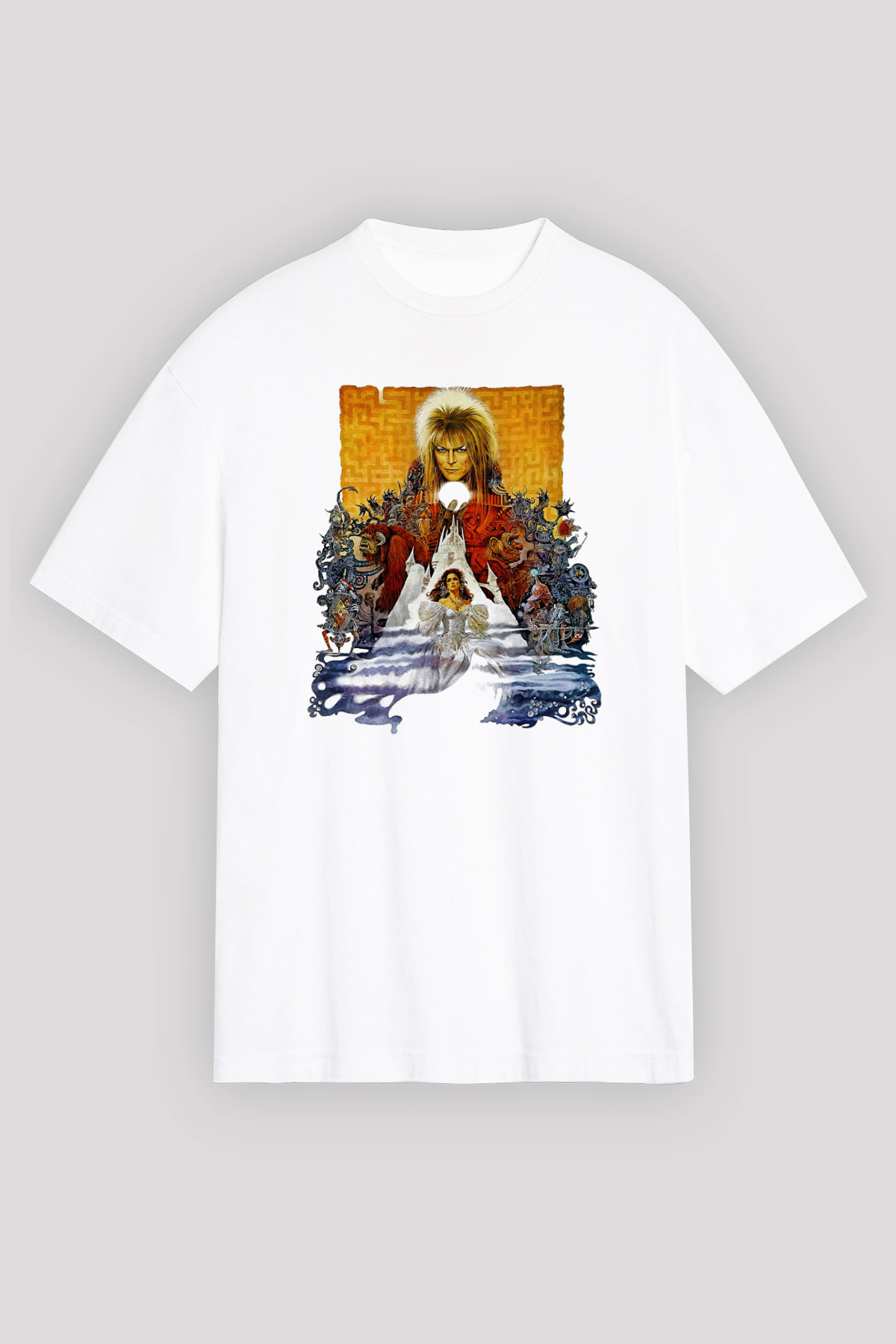Labyrinth Beyaz Unisex Oversize Tişört