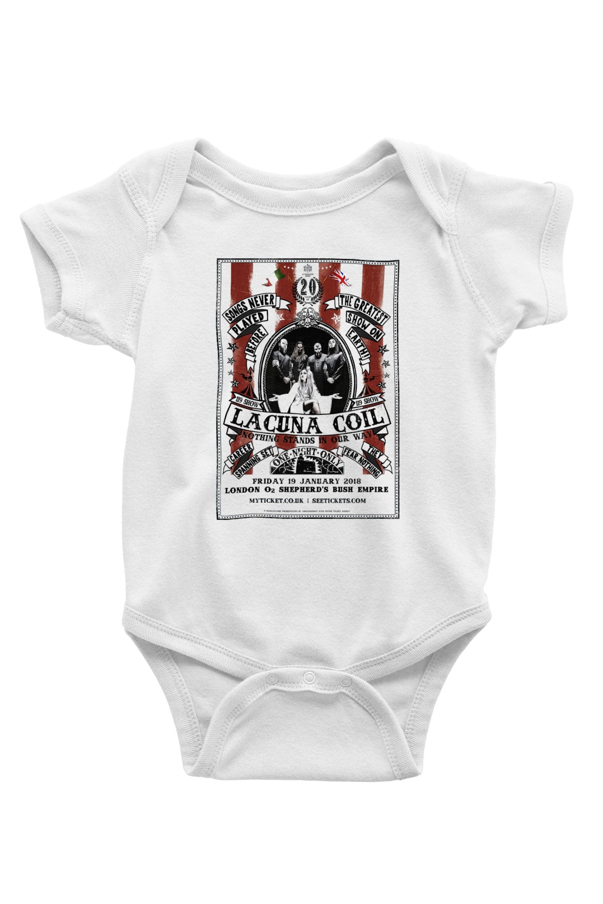Lacuna Coil Baskılı Beyaz Unisex Bebek Body - Zıbın