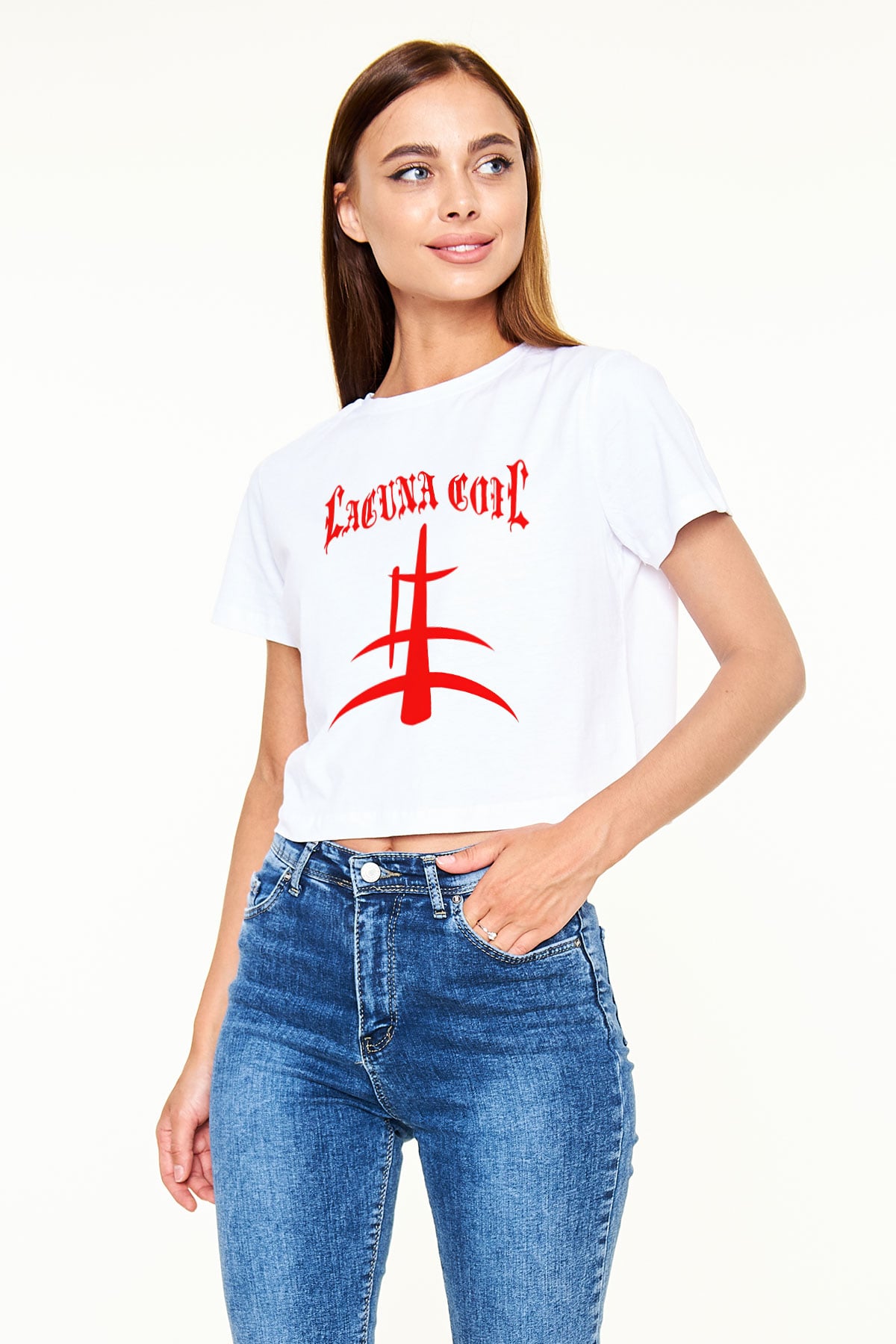 Lacuna Coil Beyaz Croptop Tişört