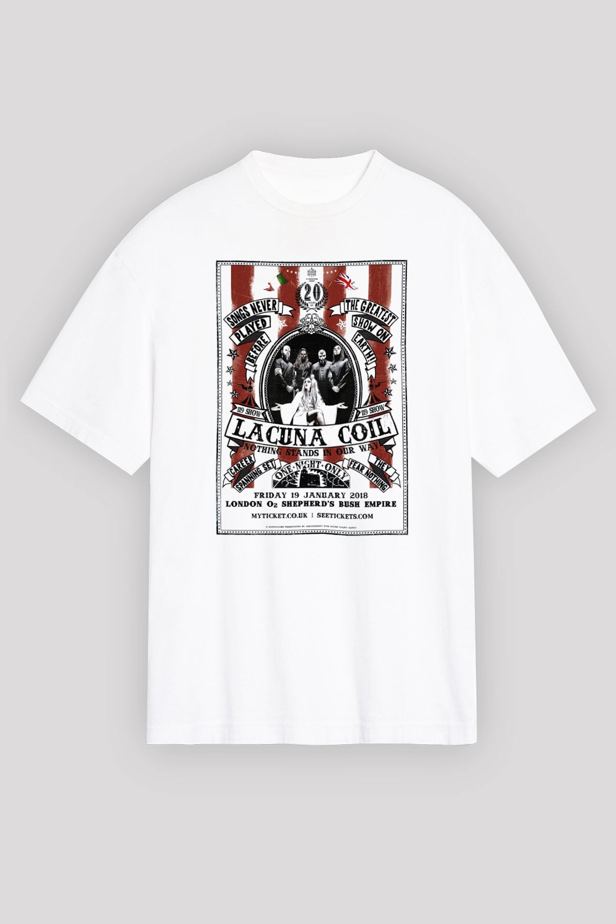 Lacuna Coil Beyaz Unisex Oversize Tişört T-Shirt