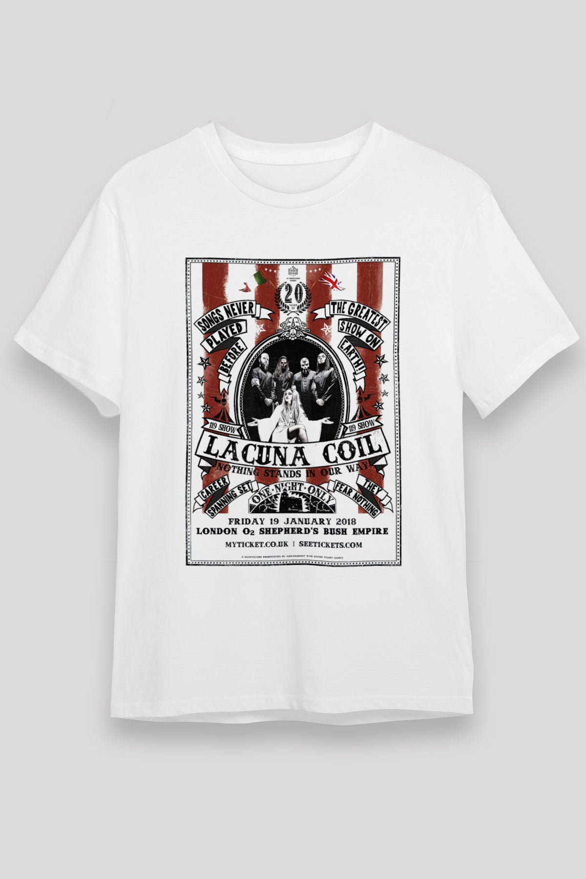 Lacuna Coil Beyaz Unisex Tişört T-Shirt - TişörtFabrikası