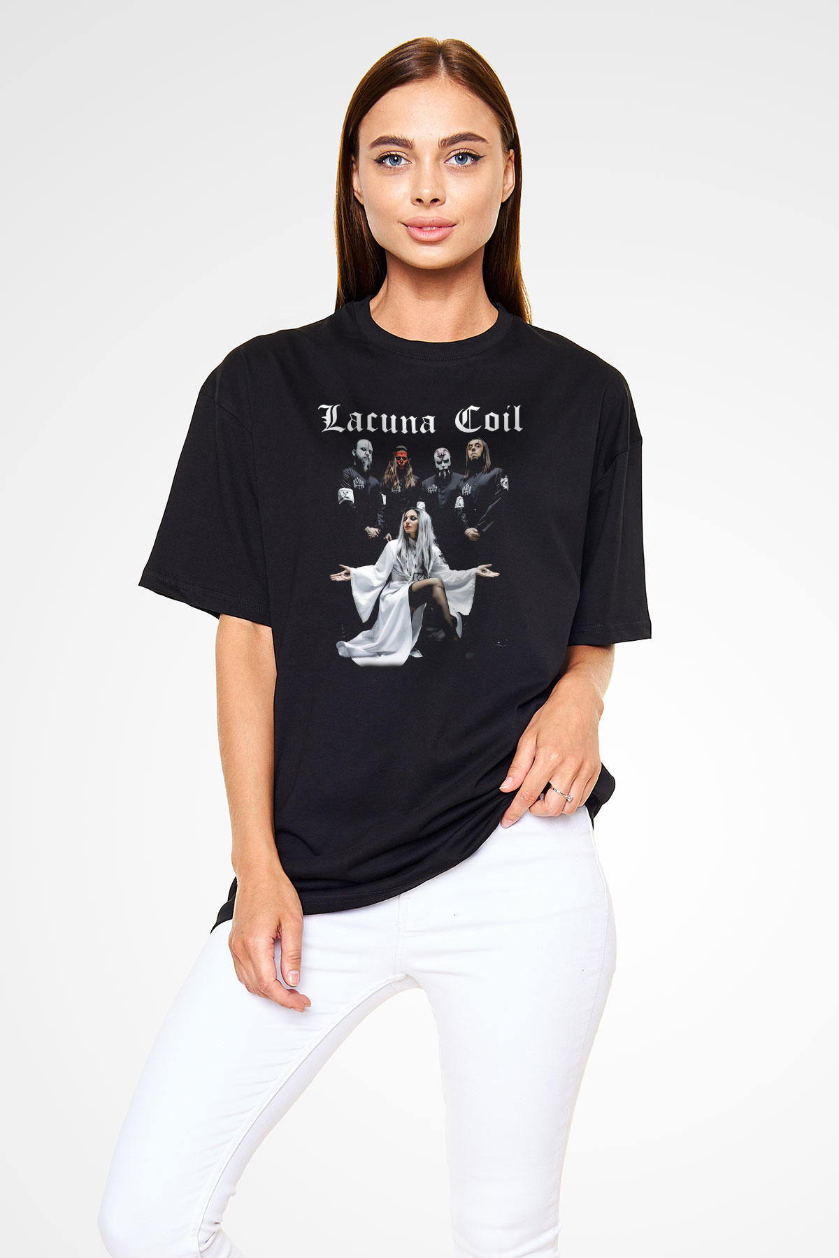 Lacuna Coil Siyah Unisex Oversize Tişört T-Shirt