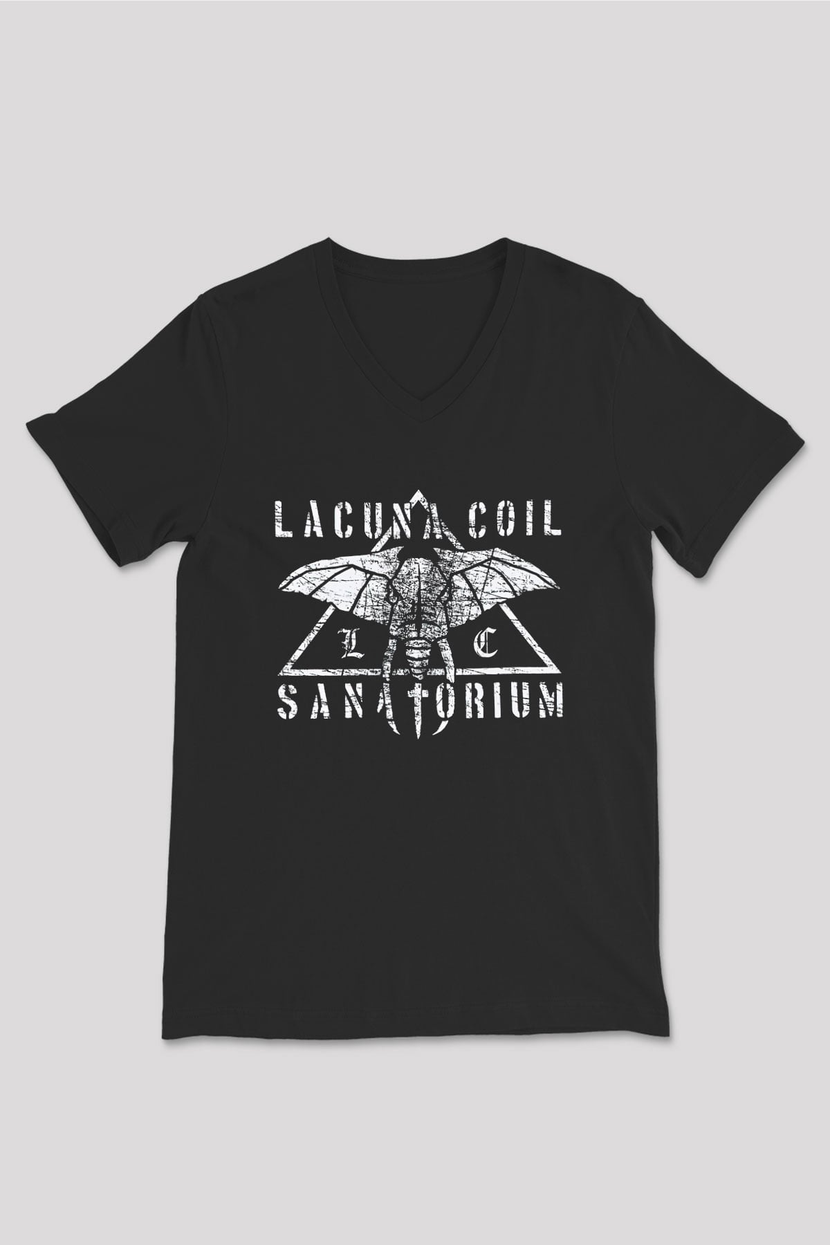 Lacuna Coil Siyah Unisex V Yaka Tişört T-Shirt