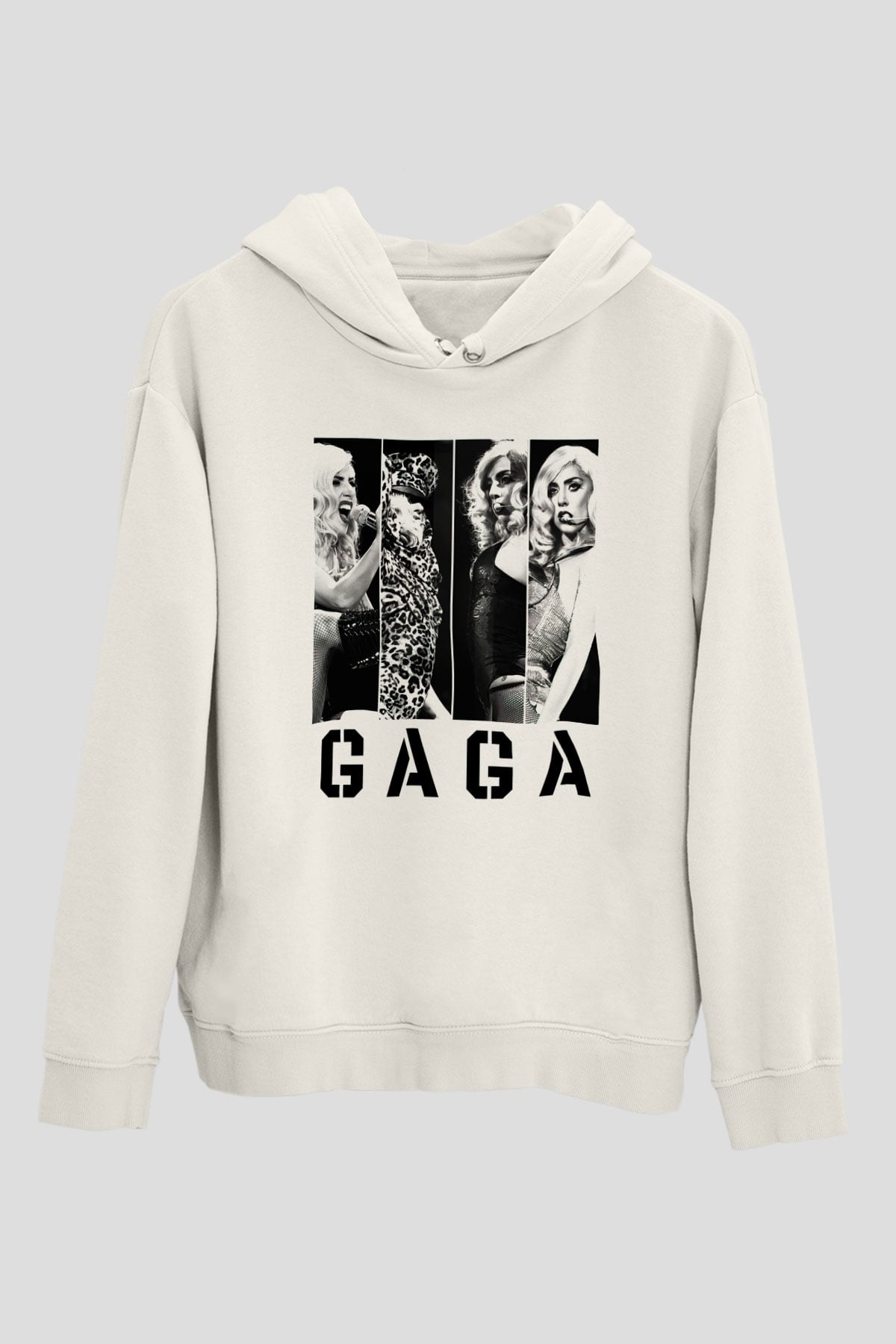 Lady Gaga Beyaz Unisex Kapşonlu Sweatshirt