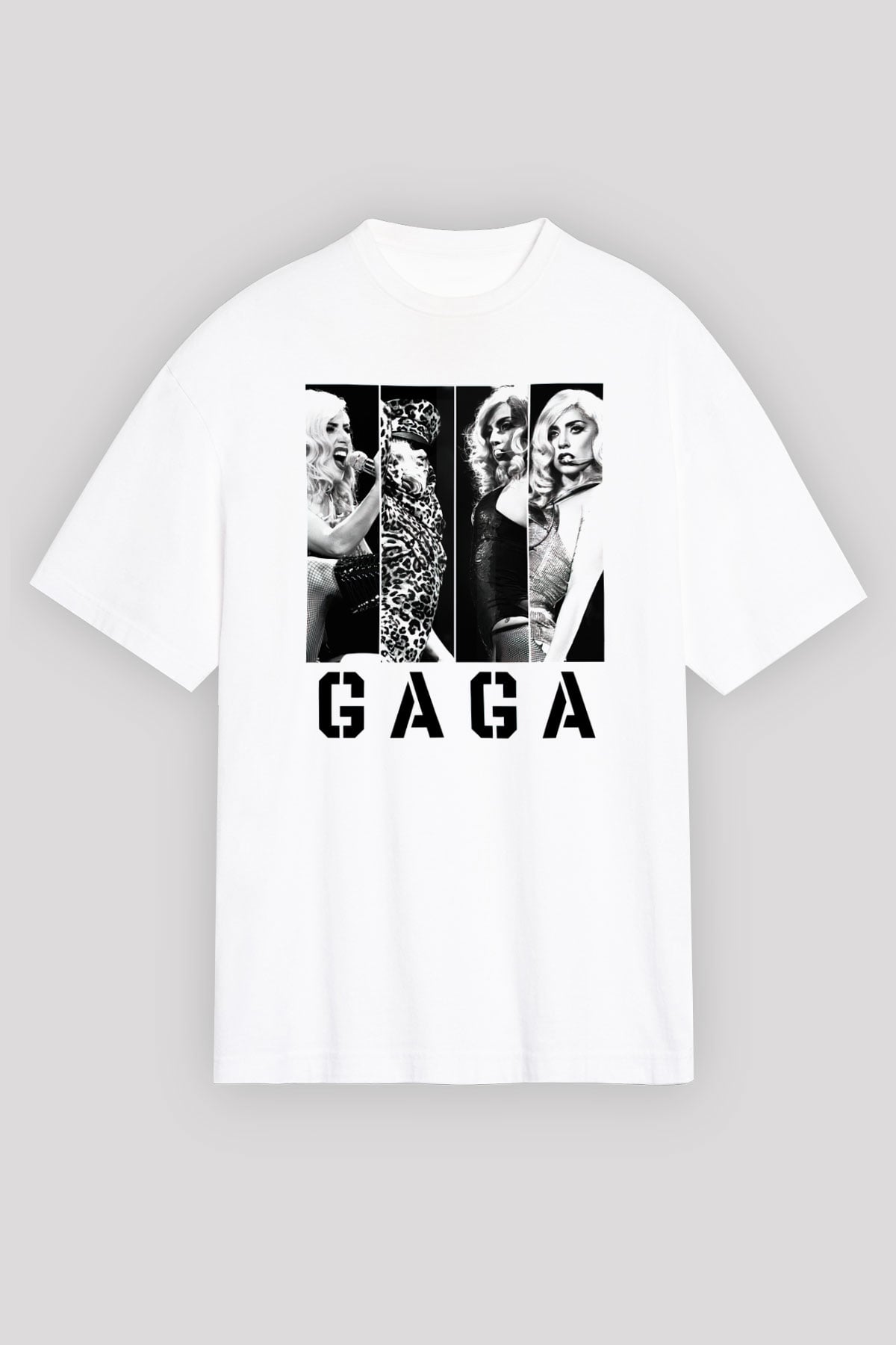 Lady Gaga Beyaz Unisex Oversize Tişört T-Shirt