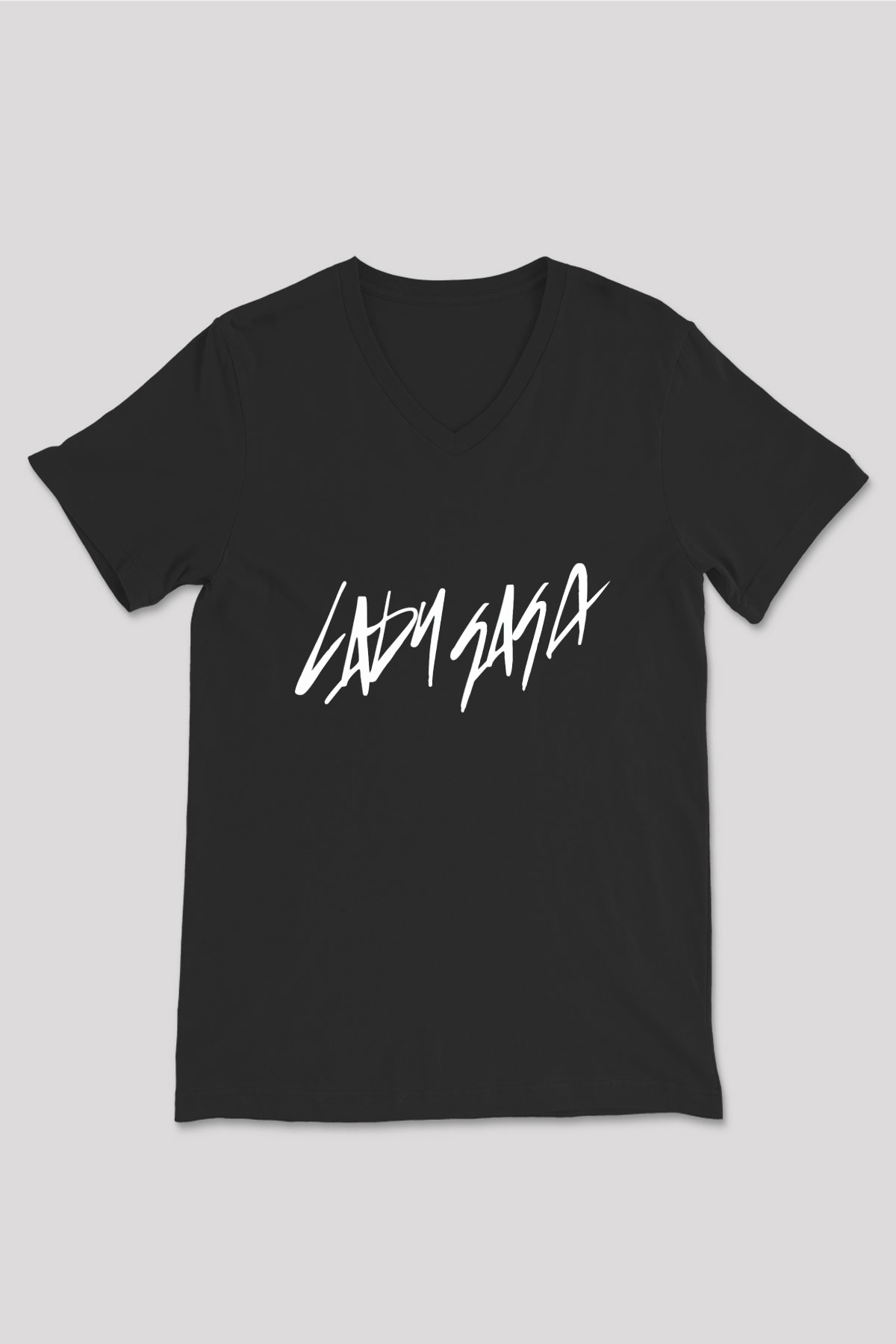 Lady Gaga Siyah Unisex V Yaka Tişört T-Shirt