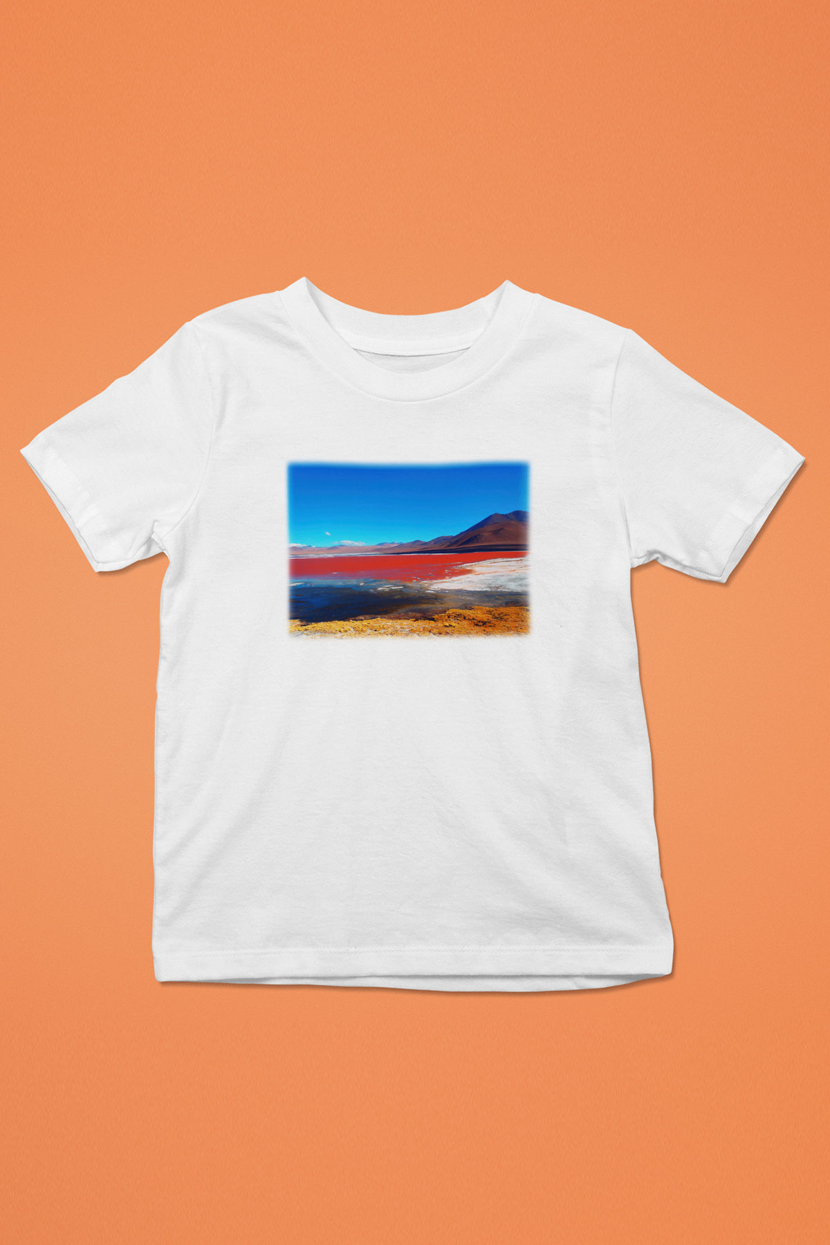 Laguna Colorada Baskılı Beyaz Unisex Çocuk Tişört