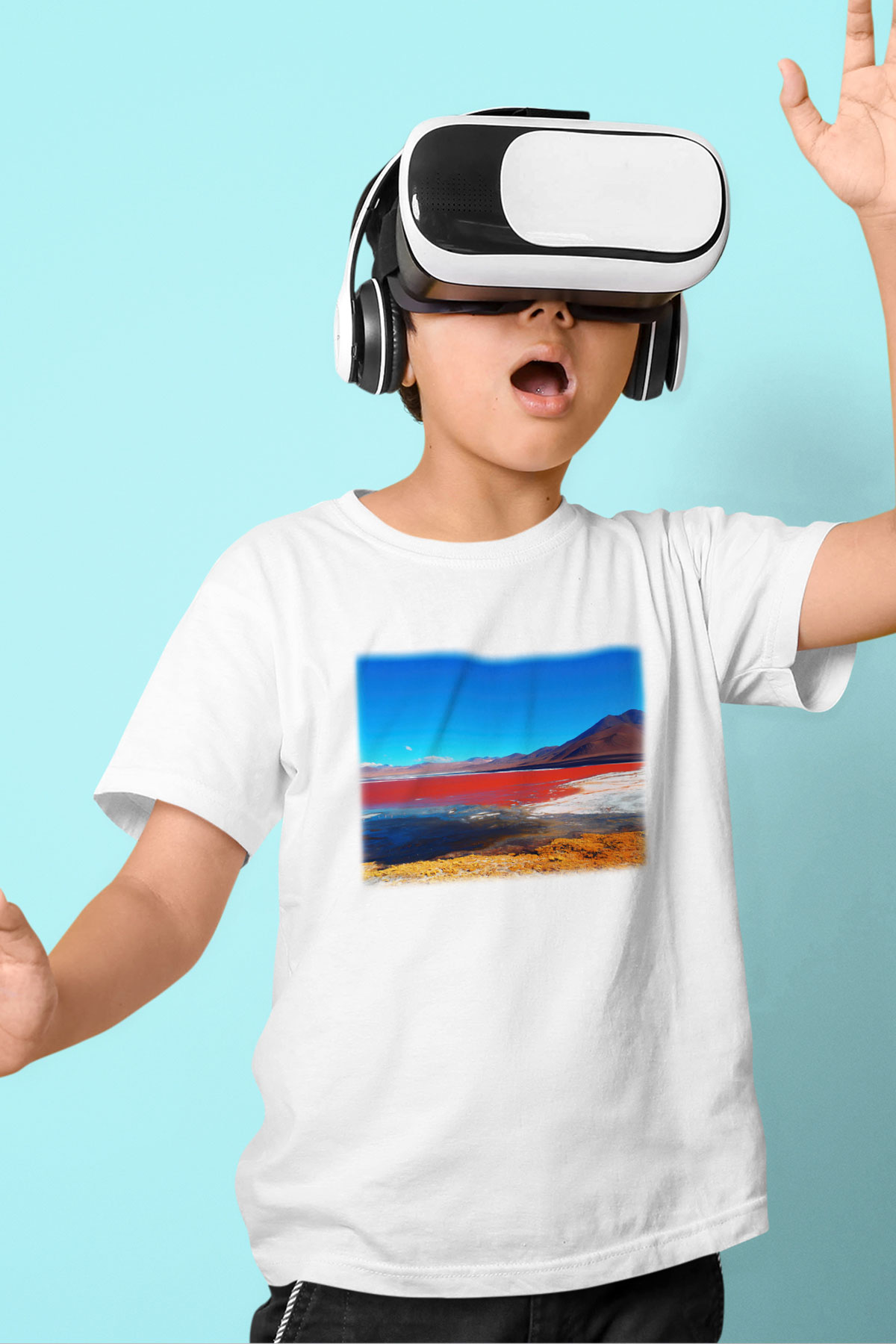 Laguna Colorada Baskılı Beyaz Unisex Çocuk Tişört