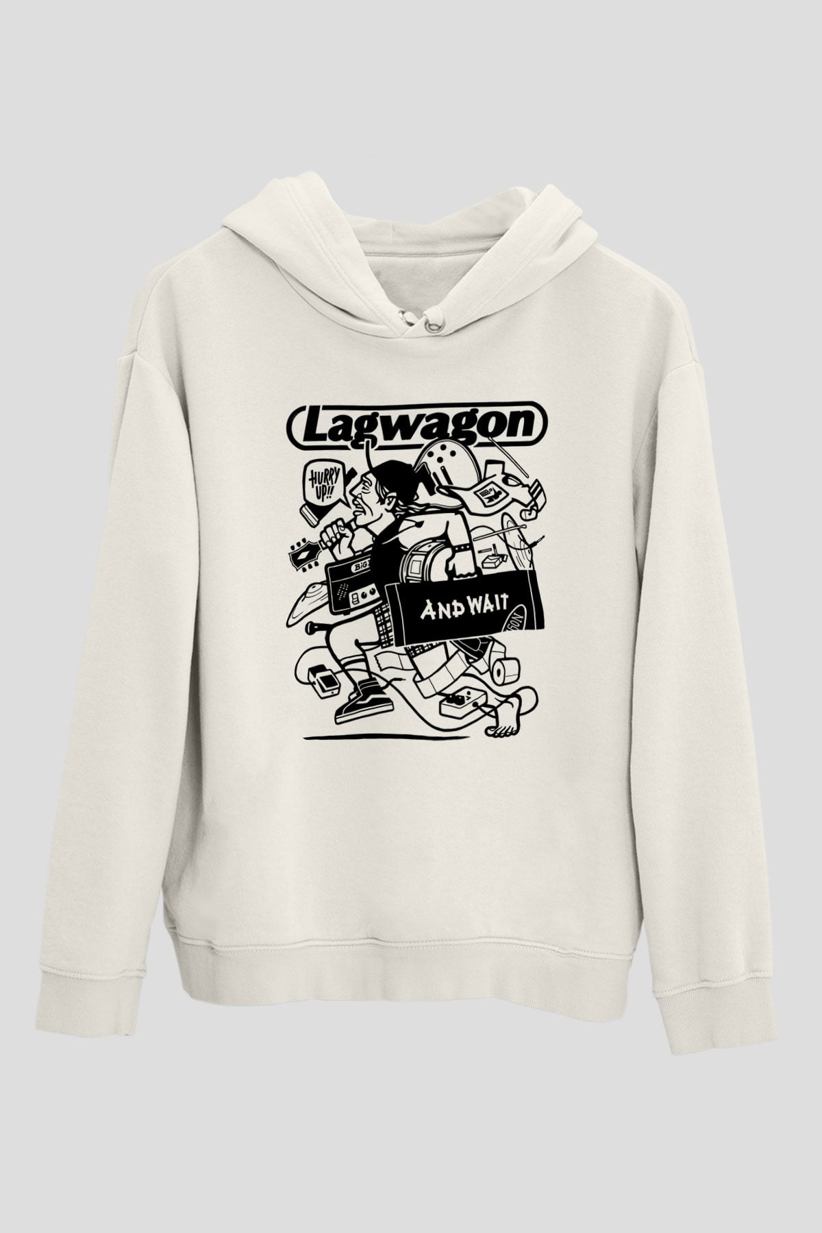 Lagwagon Baskılı Beyaz Unisex Kapüşonlu Sweatshirt