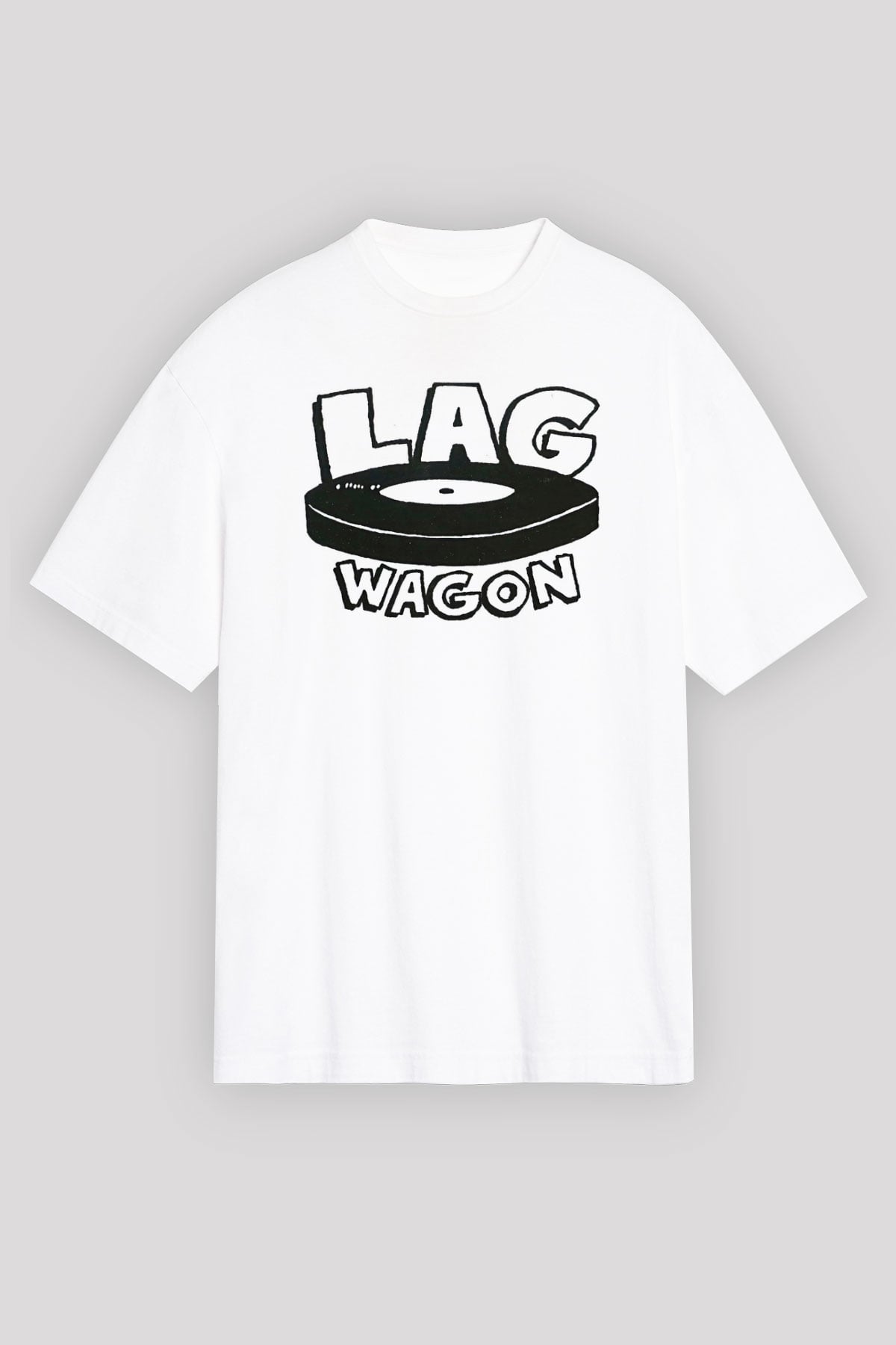 Lagwagon Baskılı Beyaz Unisex Oversize Tişört - Tshirt