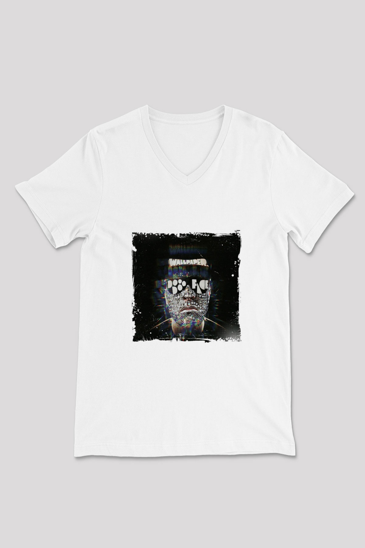 Laidback Luke Baskılı Beyaz V Yaka Unisex Tişört