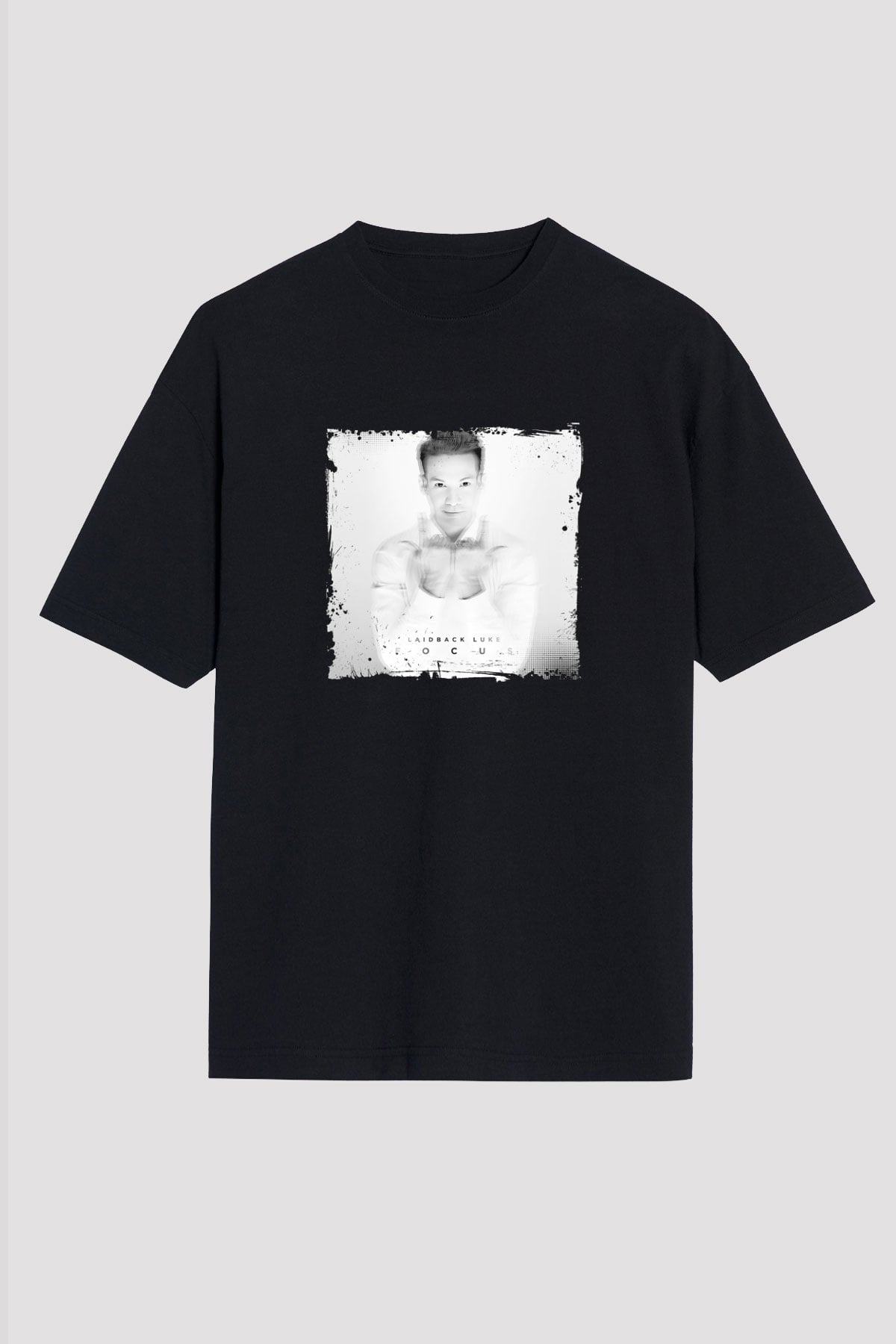 Laidback Luke Baskılı Unisex Oversize Siyah Tişört