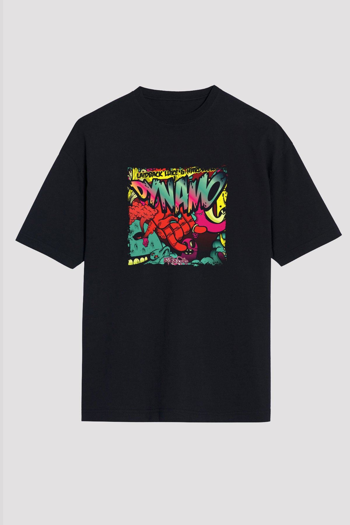 Laidback Luke Baskılı Unisex Oversize Siyah Tişört