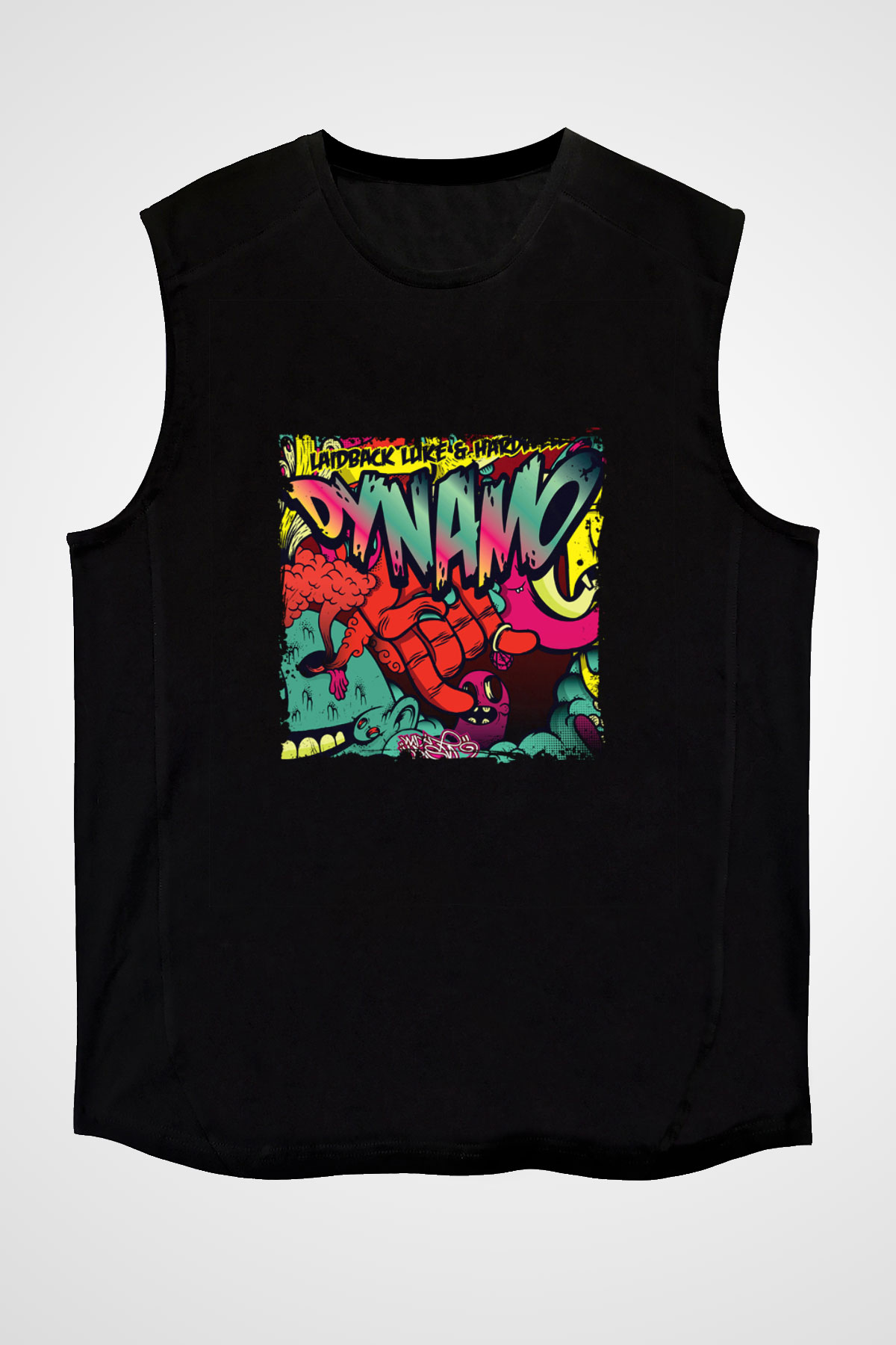 Laidback Luke Baskılı Unisex Siyah Kolsuz Tişört