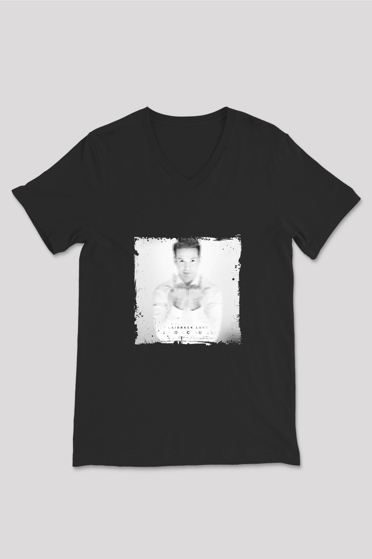 Laidback Luke Baskılı Unisex Siyah V Yaka Tişört