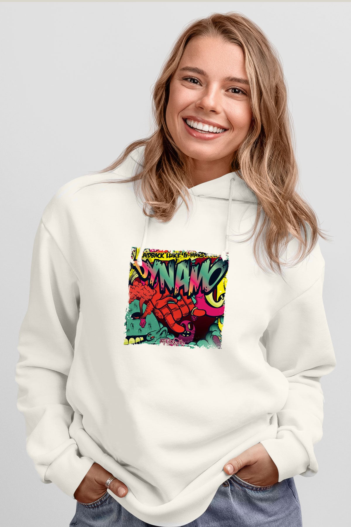 Laidback LukeBaskılı Beyaz Hoodie