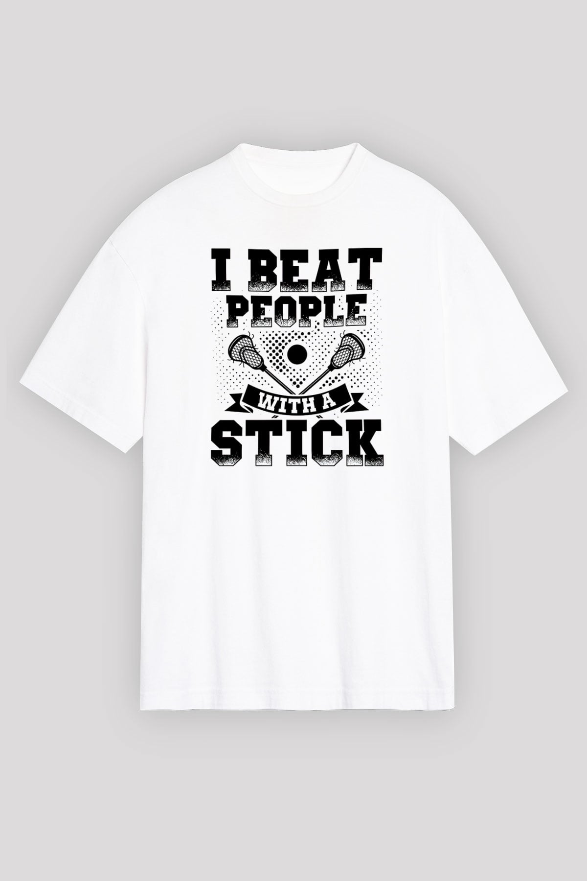 Lakros Baskılı Unisex Beyaz Oversize Tişört - Tshirt