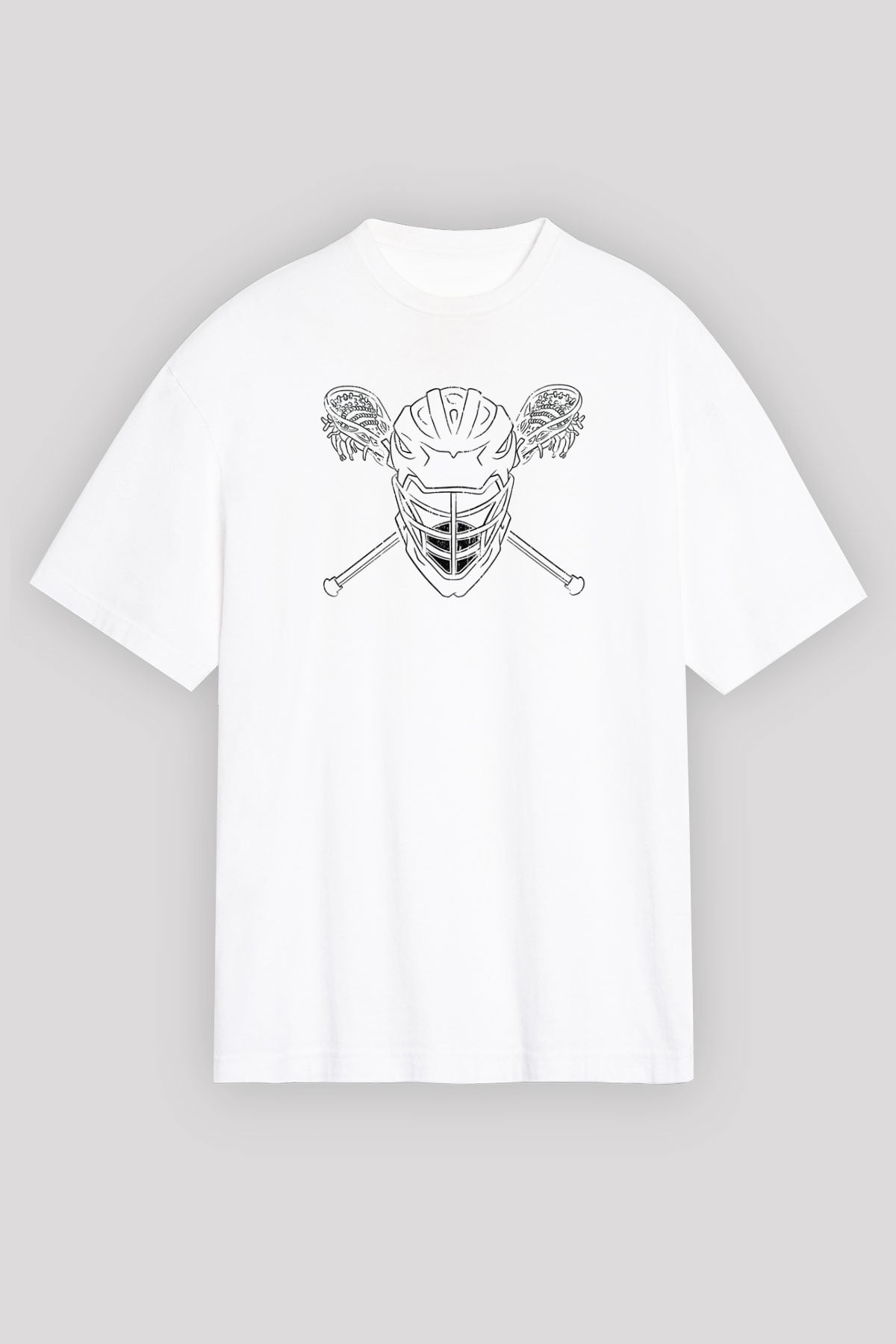 Lakros Baskılı Unisex Beyaz Oversize Tişört - Tshirt