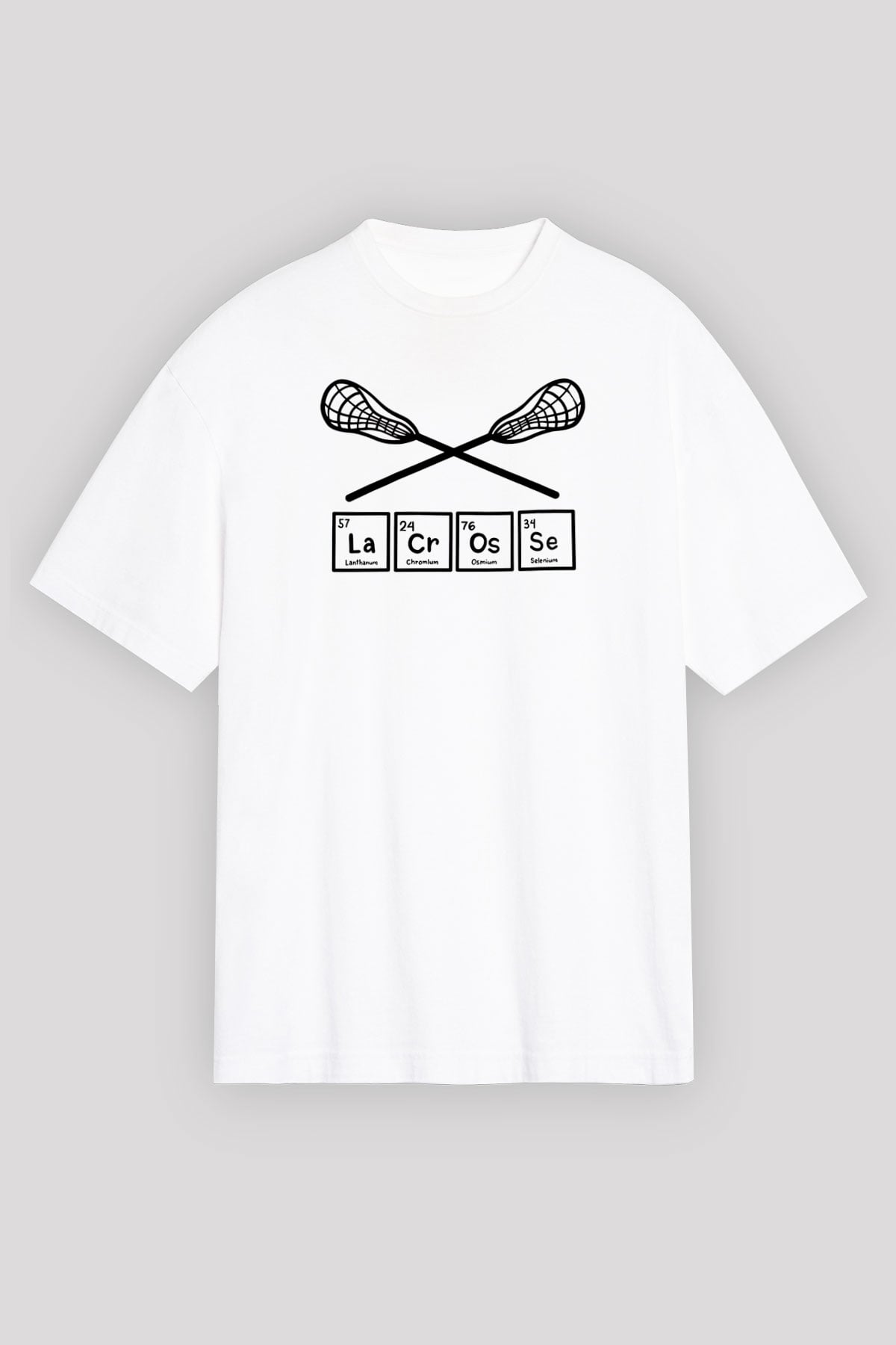 Lakros Baskılı Unisex Beyaz Oversize Tişört - Tshirt