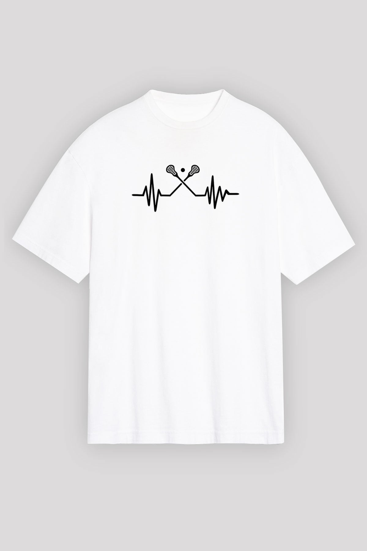 Lakros Baskılı Unisex Beyaz Oversize Tişört - Tshirt